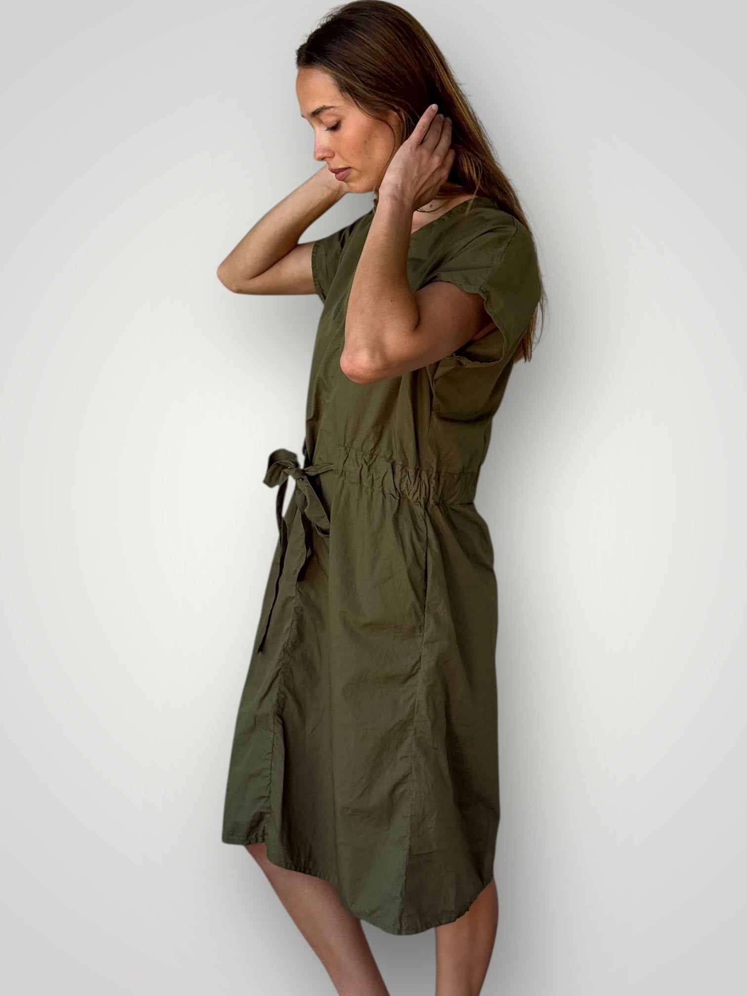 harper dress mid length -army cotton Apparel