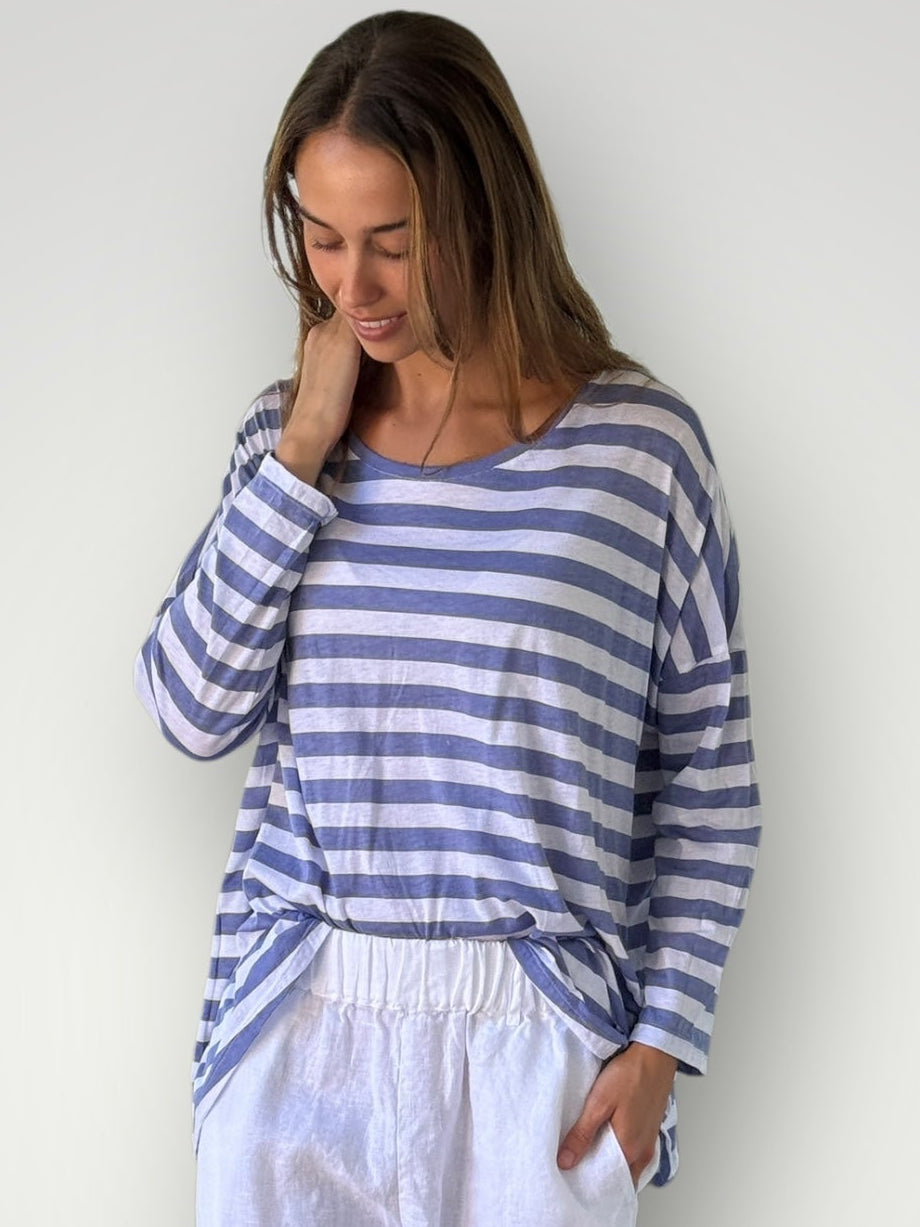 estella top-cornflower stripe cotton Apparel
