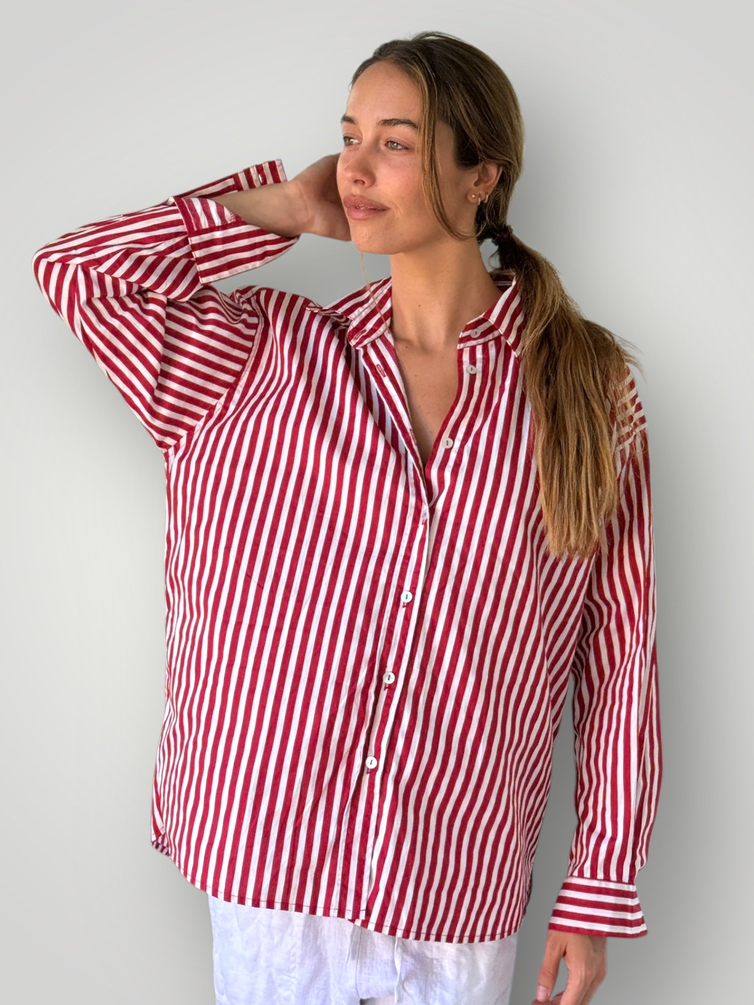 jordan shirt-red stripe cotton