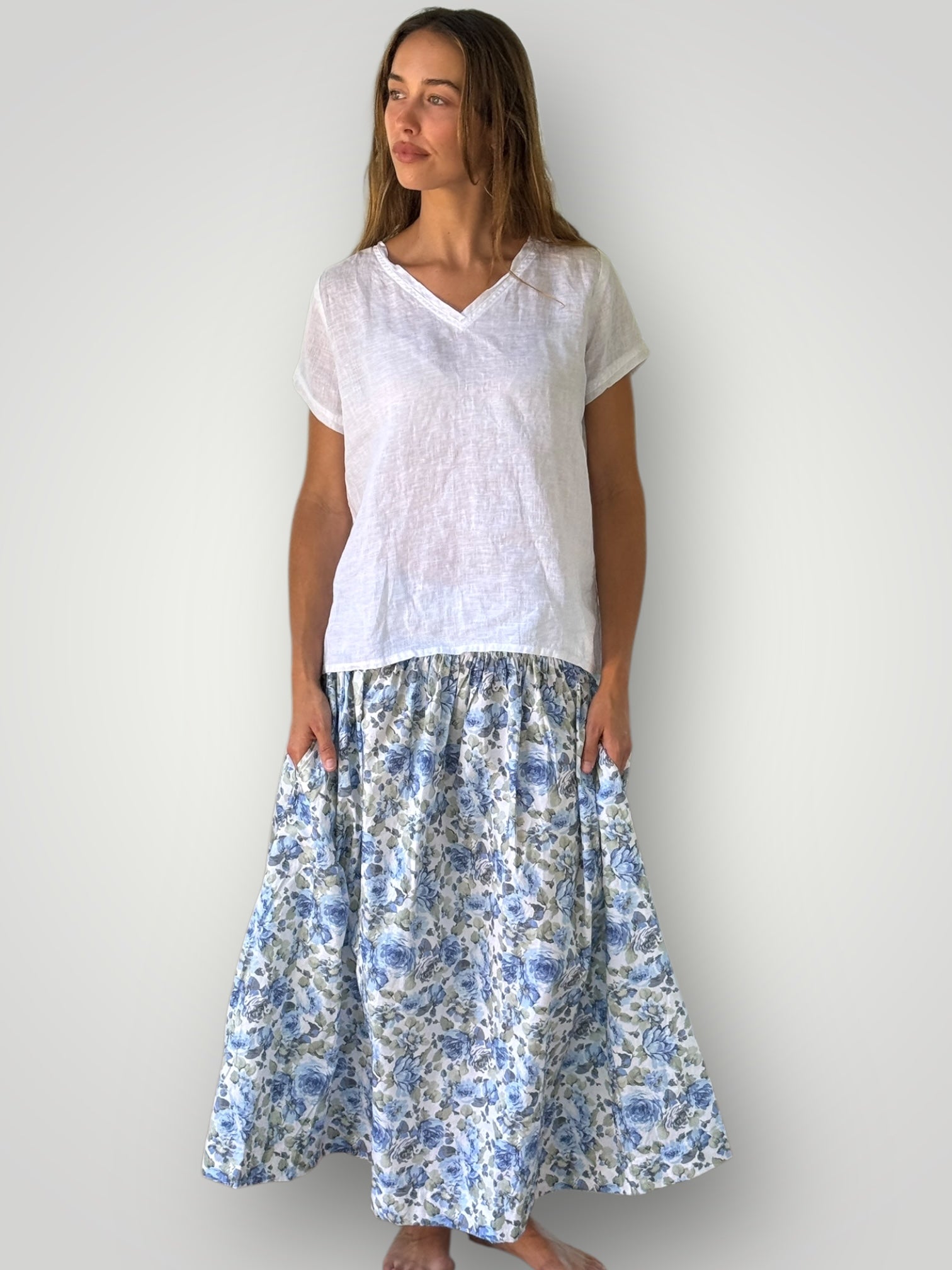 lulu skirt - blue flowers cotton Apparel