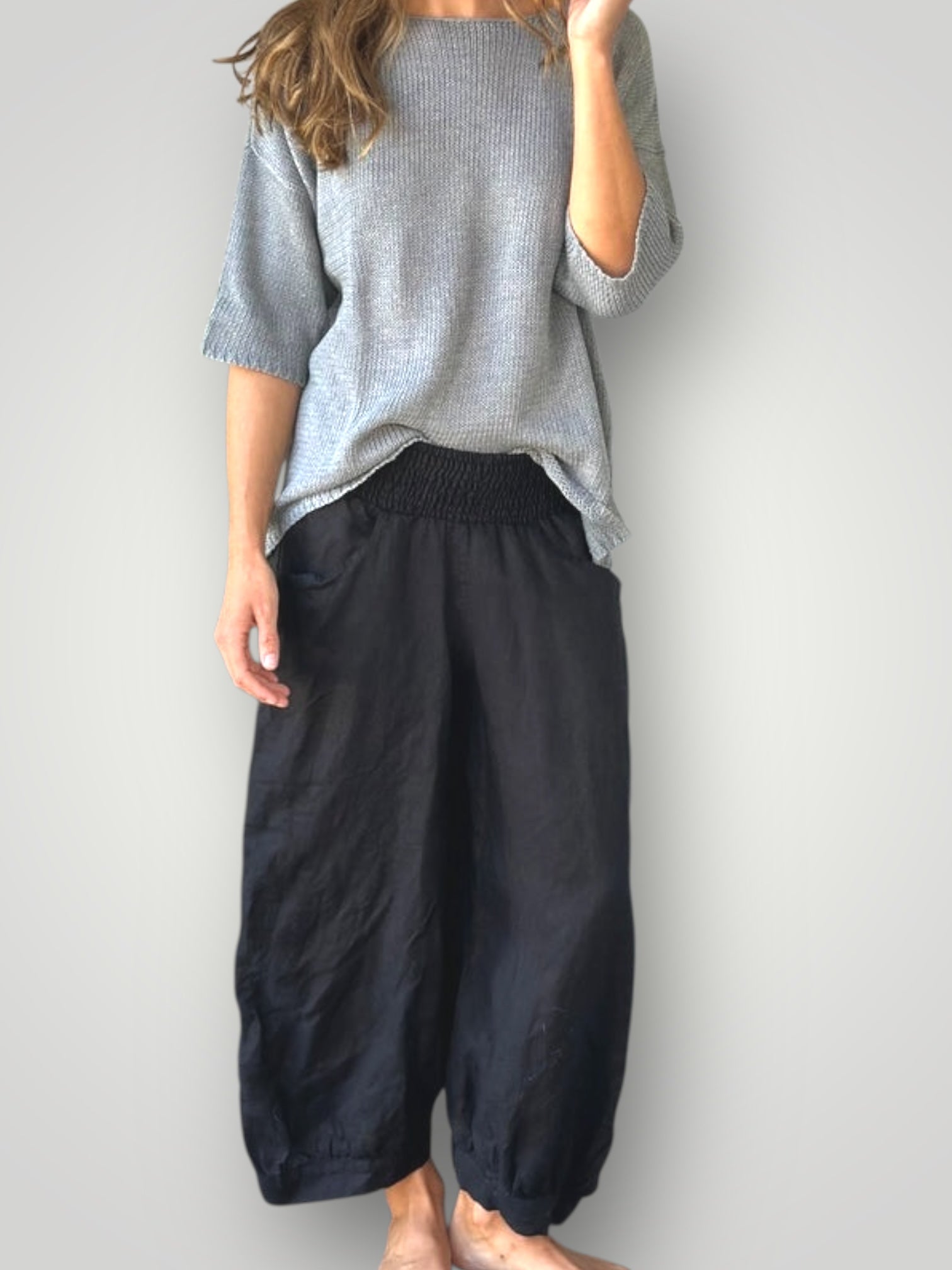 jackie pant - black linen Apparel