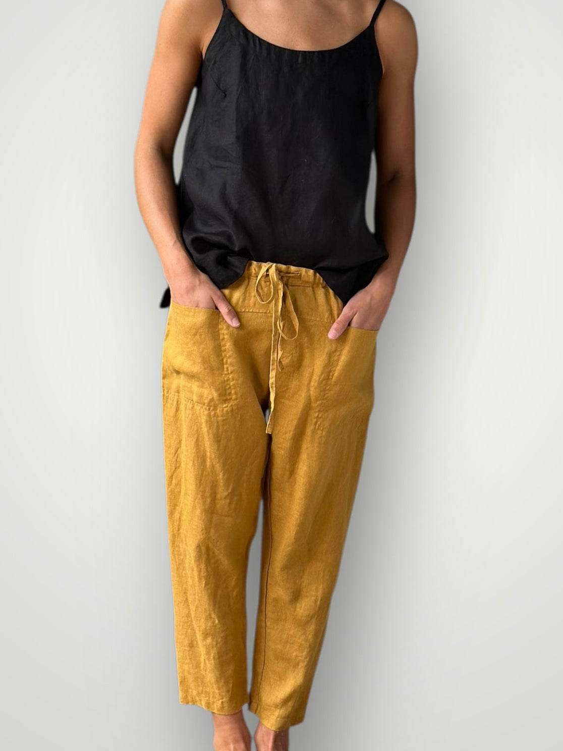 jessie pant-turmeric linen Apparel