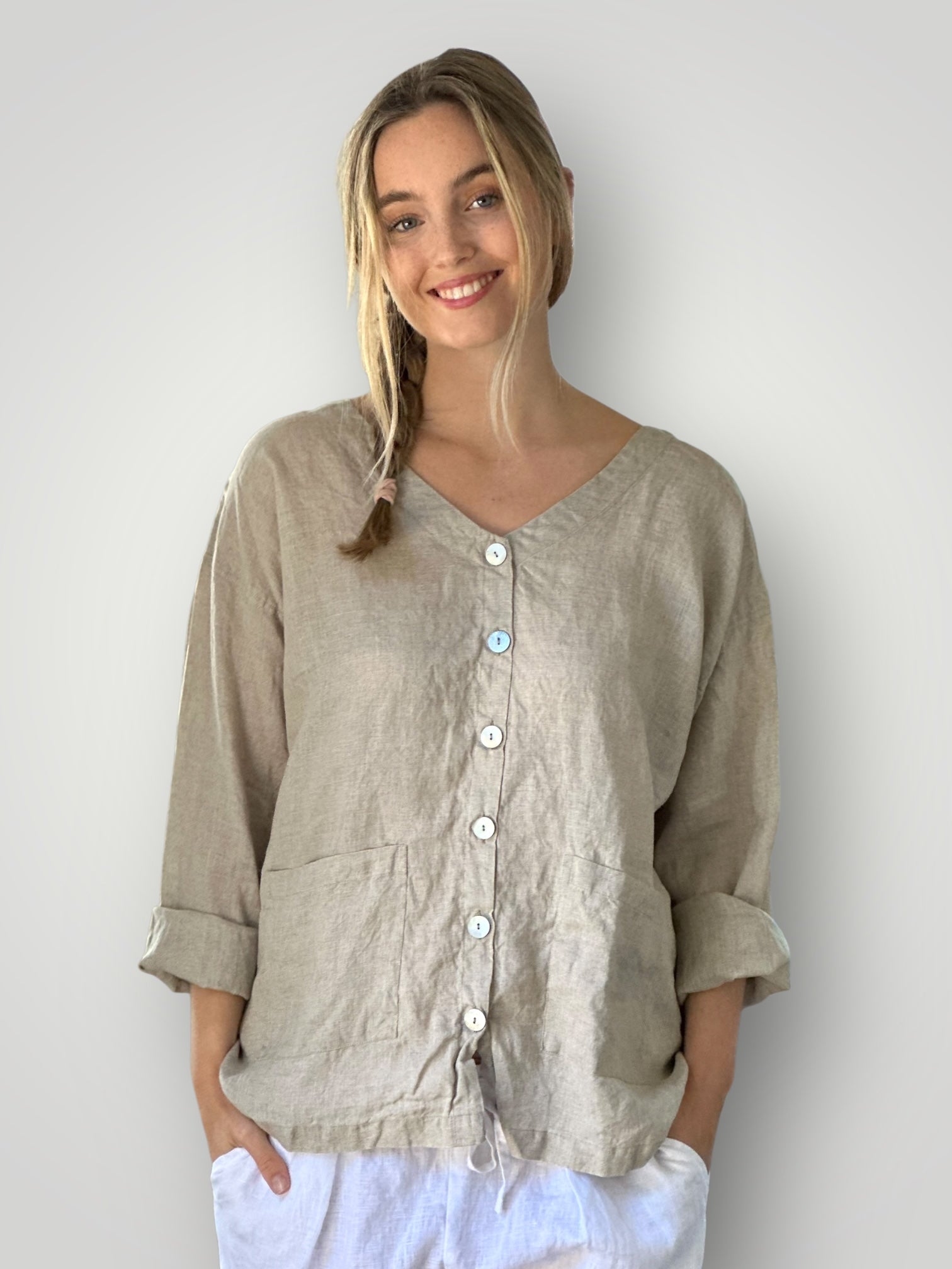 jamie jacket -natural linen Apparel