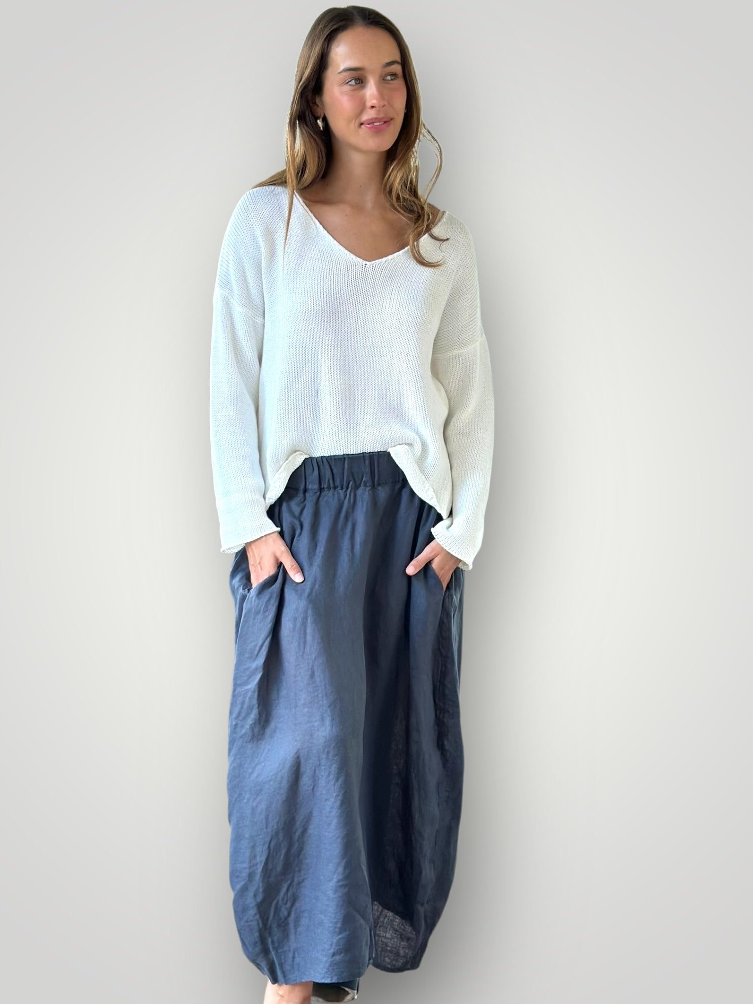 lana skirt - charcoal linen Apparel