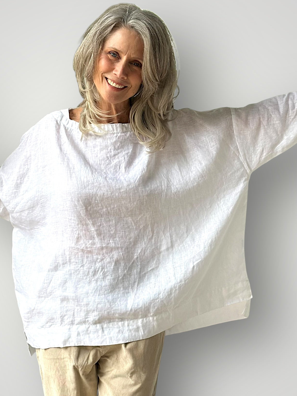 avril top - white linen Apparel