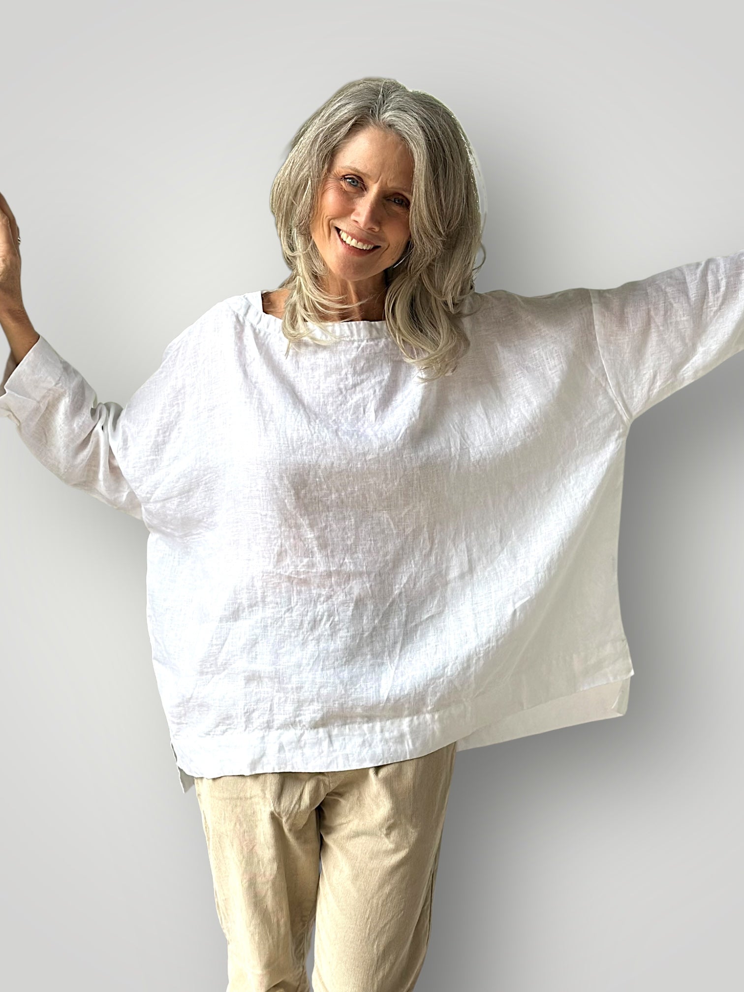 avril top - white linen Apparel
