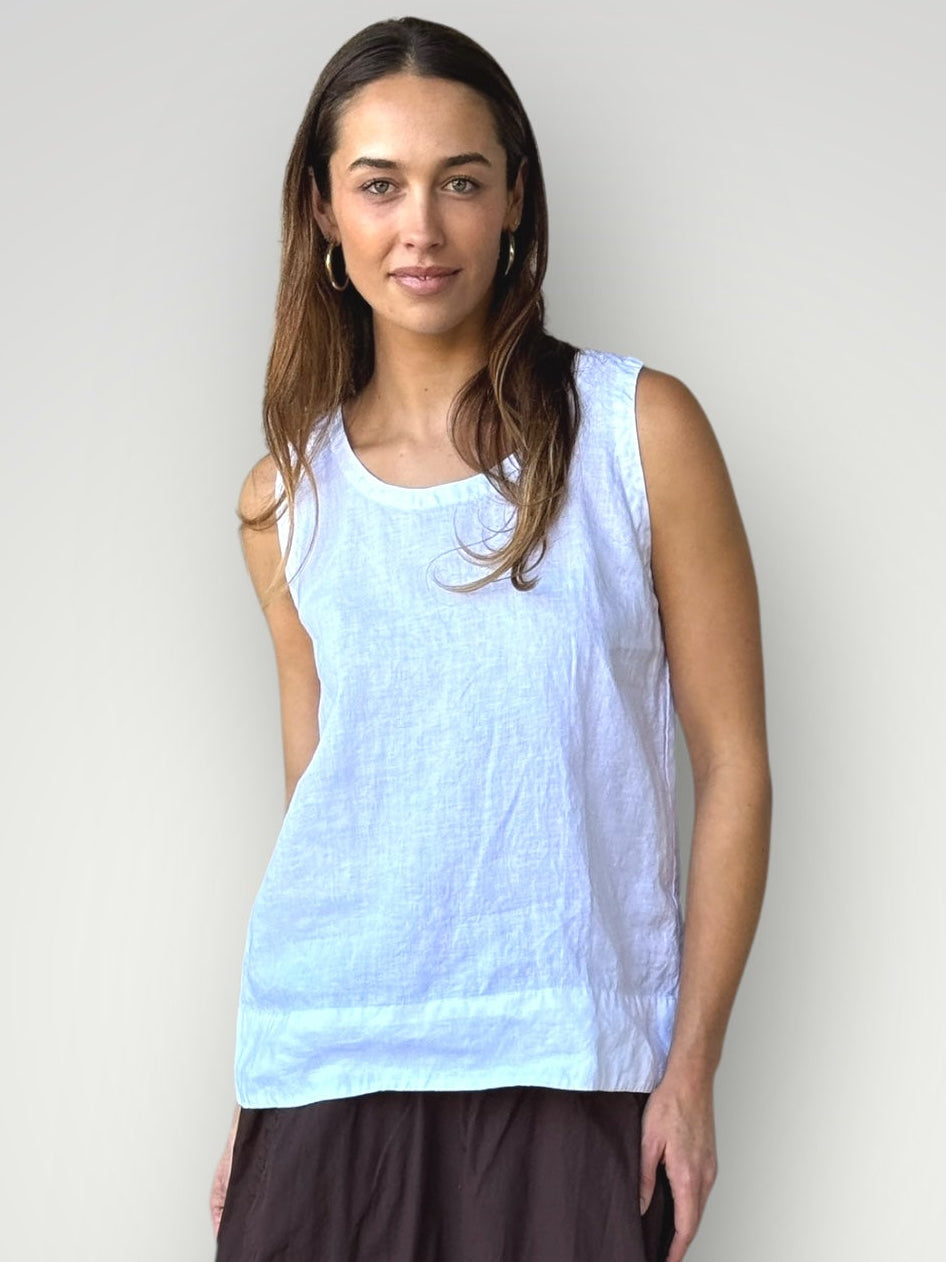 alice tank-white linen Apparel