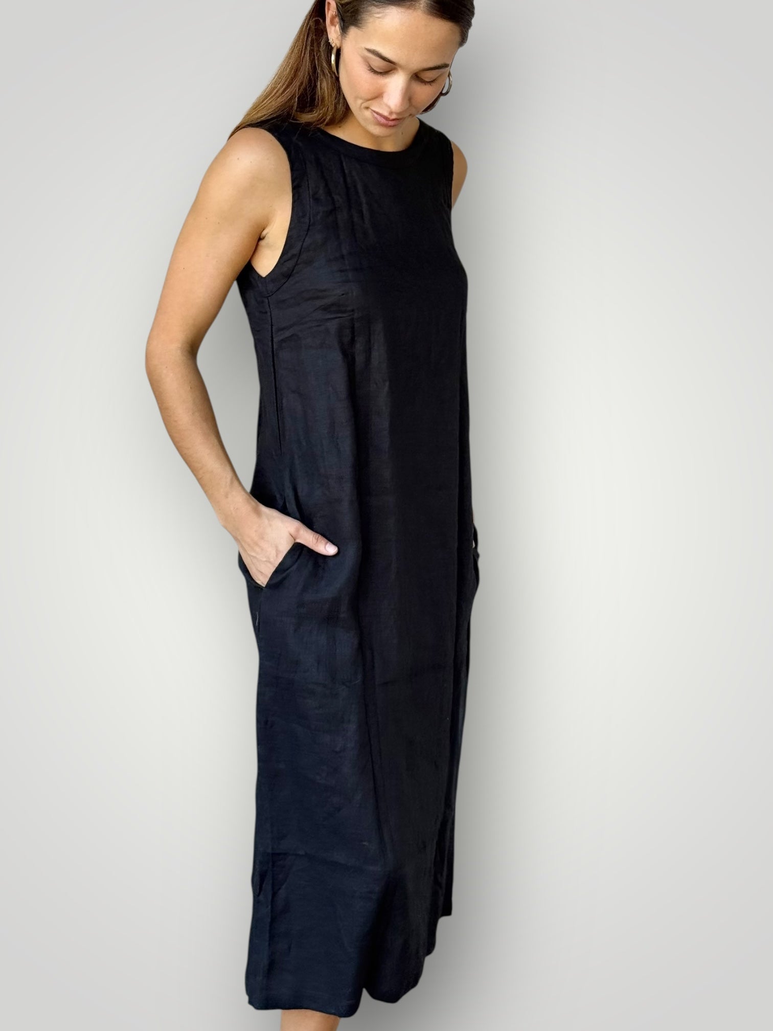 alisa dress - black linen dress