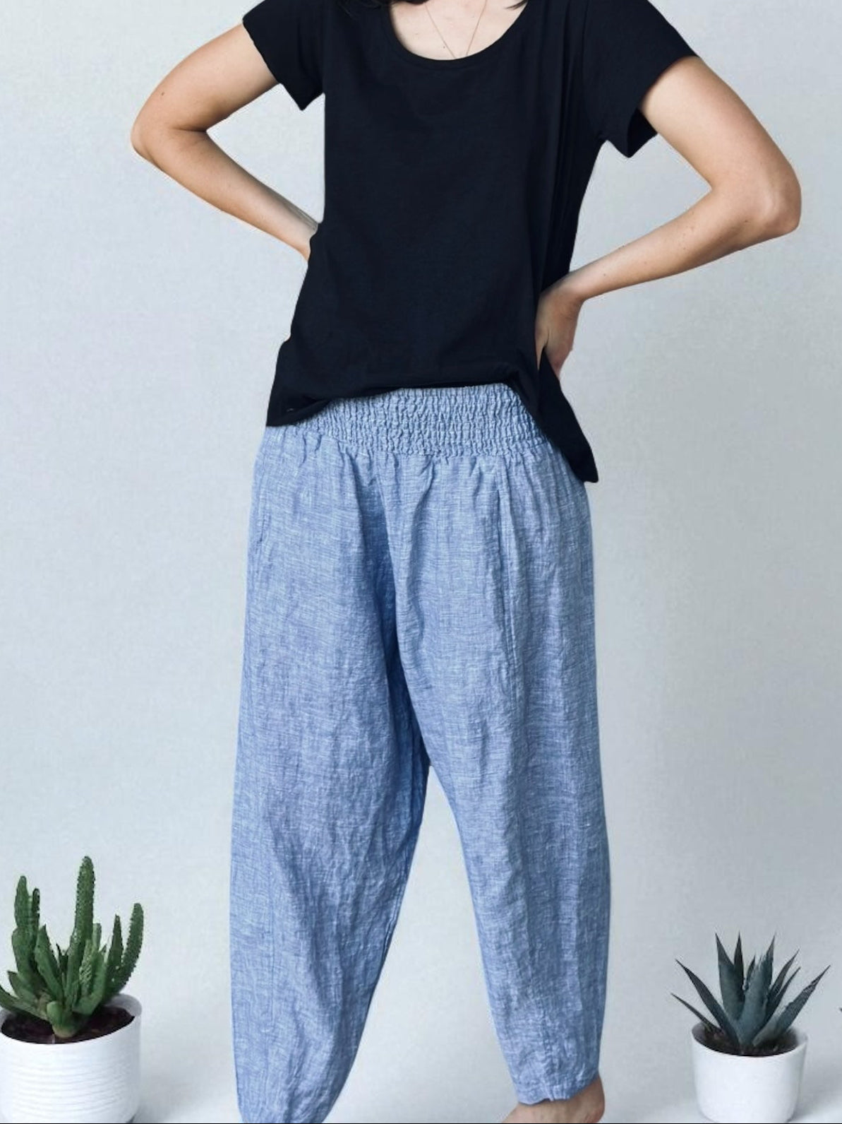 frankie pants - denim chambray linen Apparel
