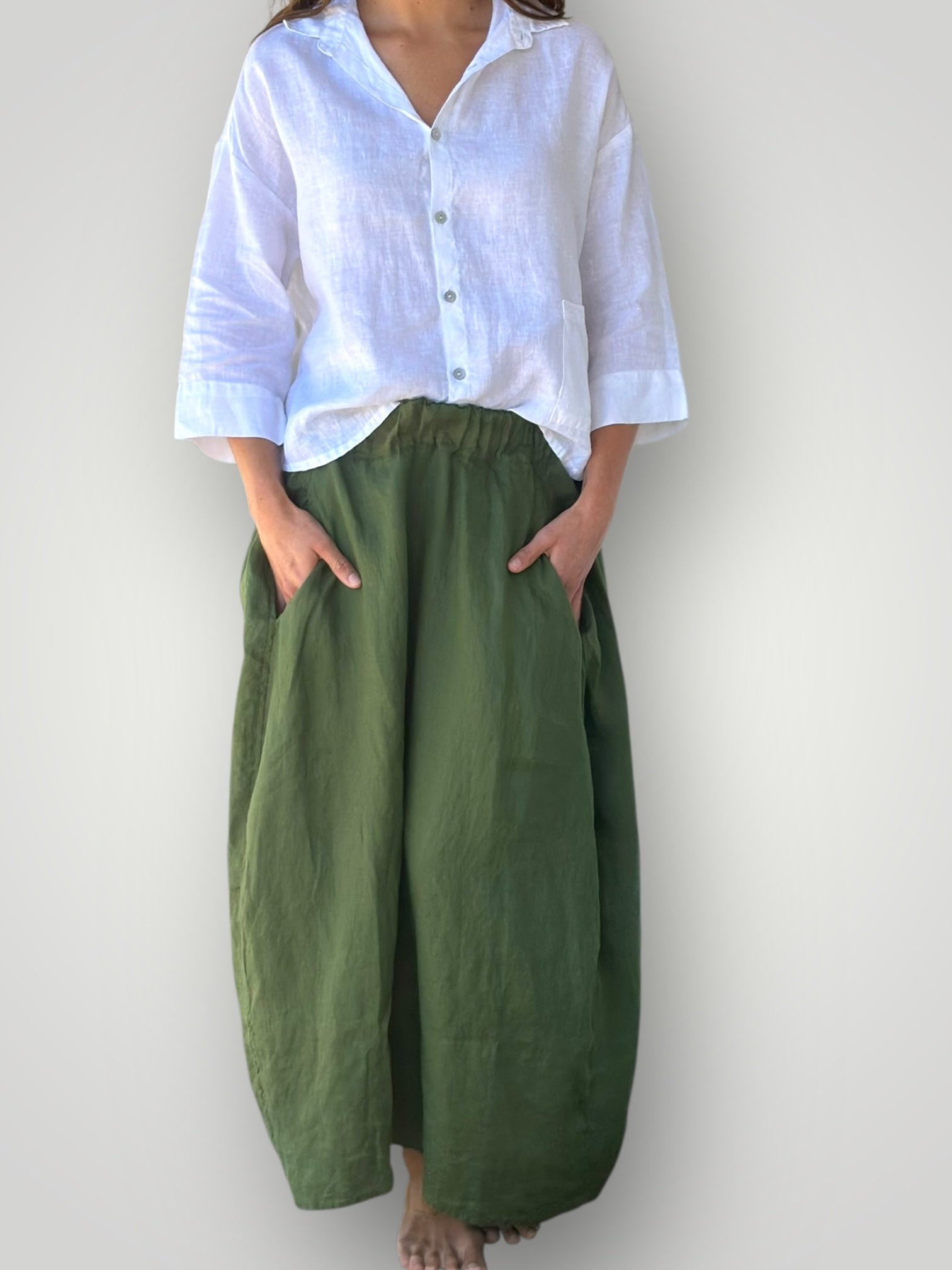 lana skirt - moss linen Apparel