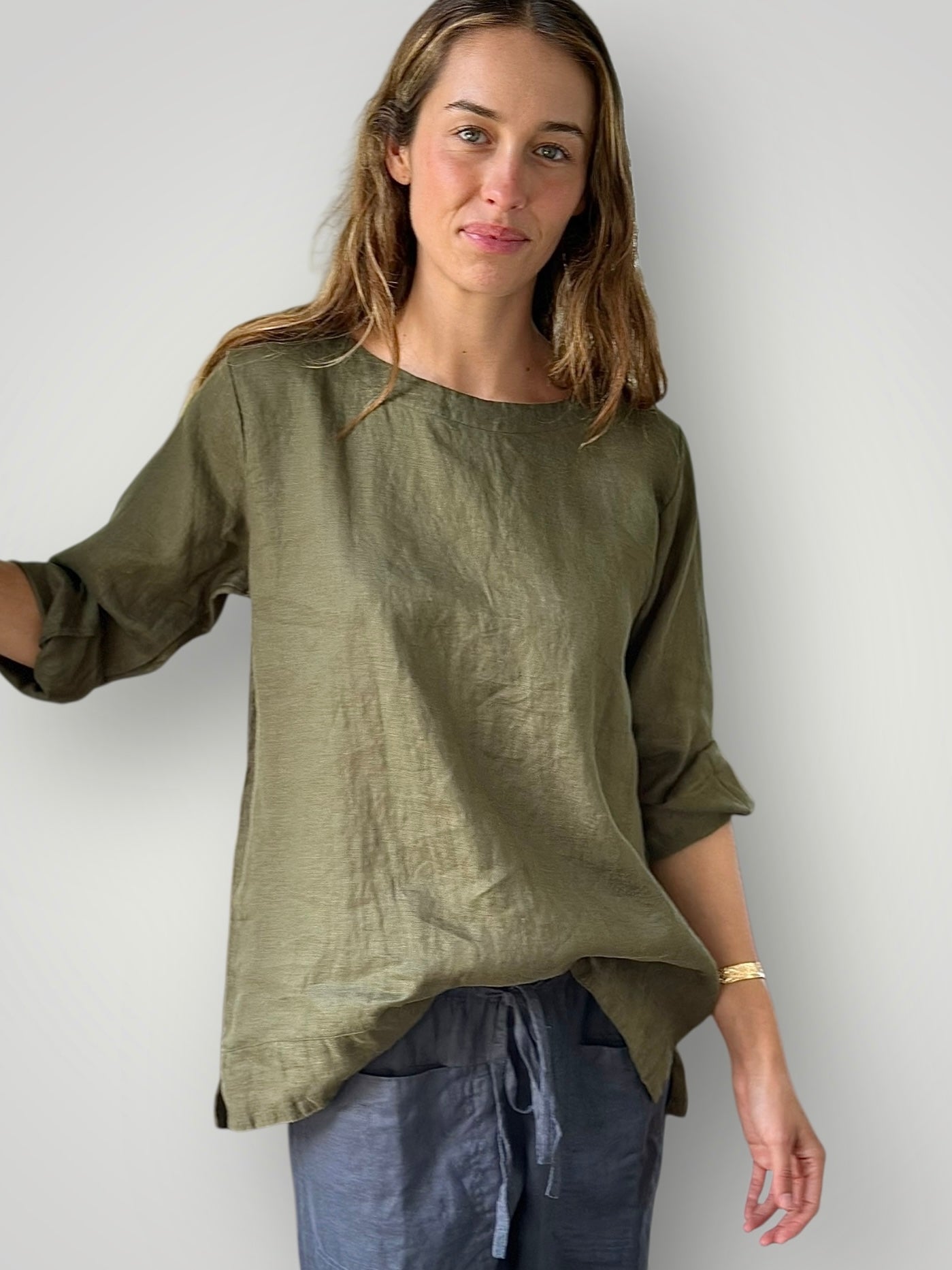 april top - army linen Apparel