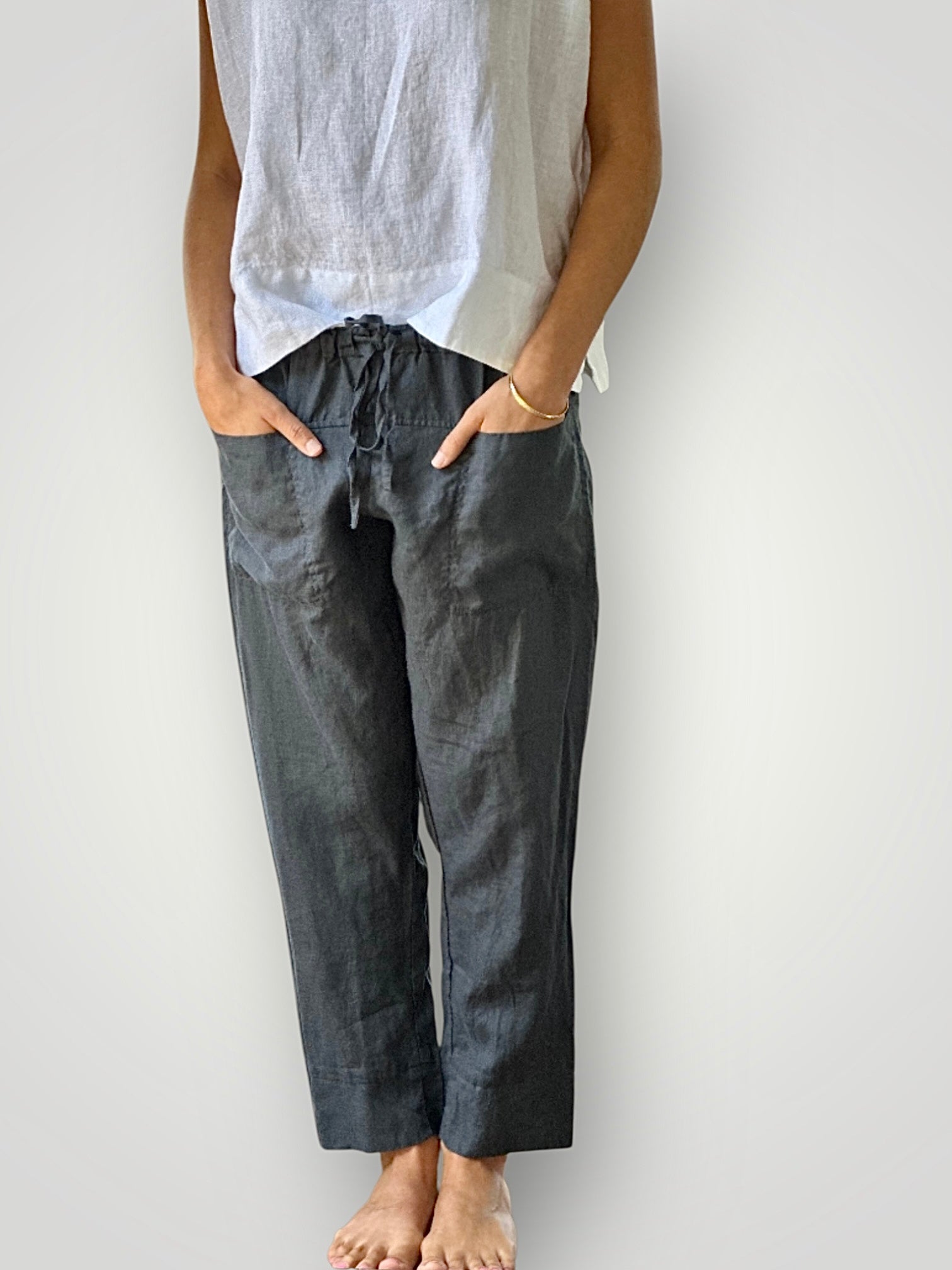 darcy pants - charcoal linen Apparel