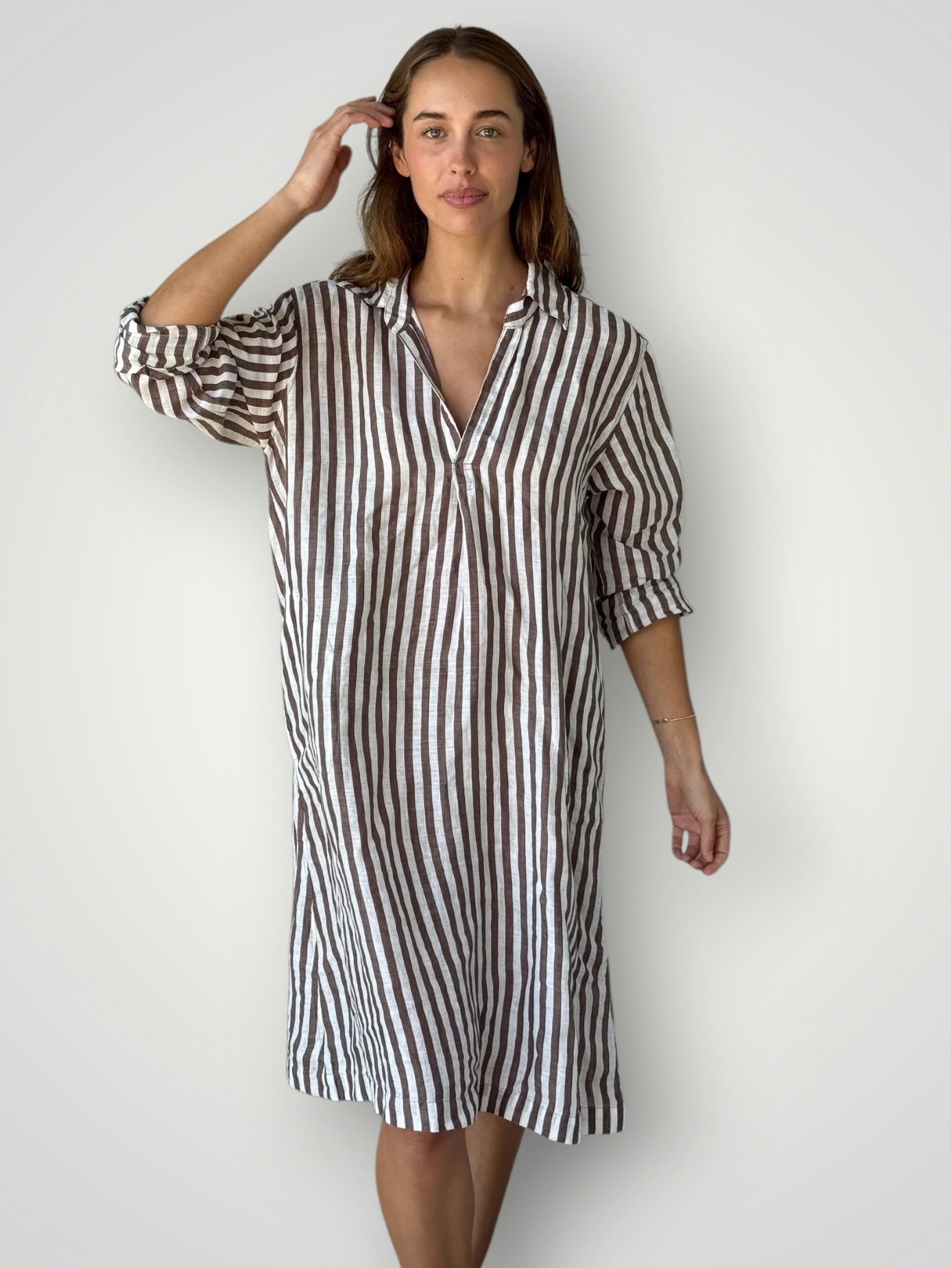 bianca dress -soil stripe linen Apparel