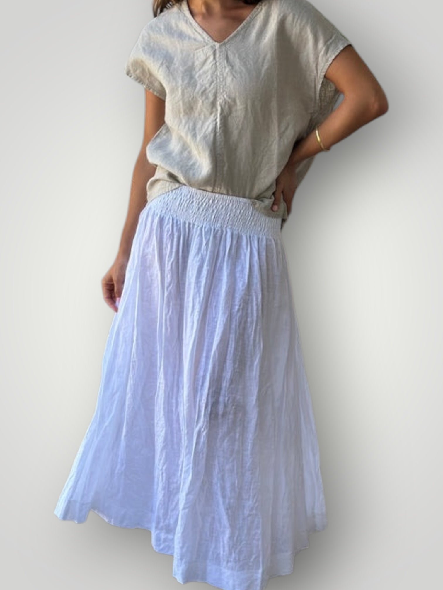 lulu skirt -white linen Apparel