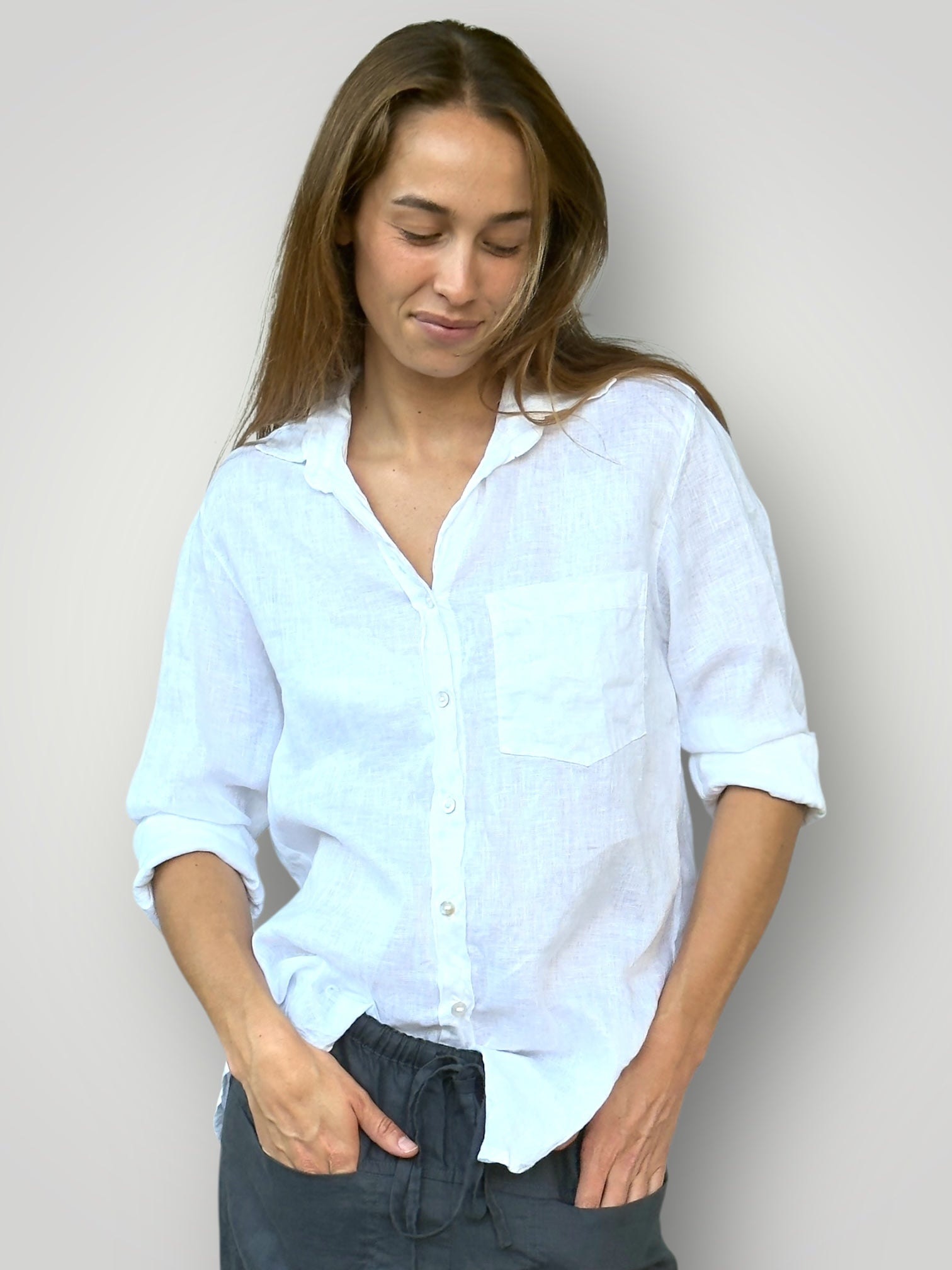 erika shirt - white linen Apparel