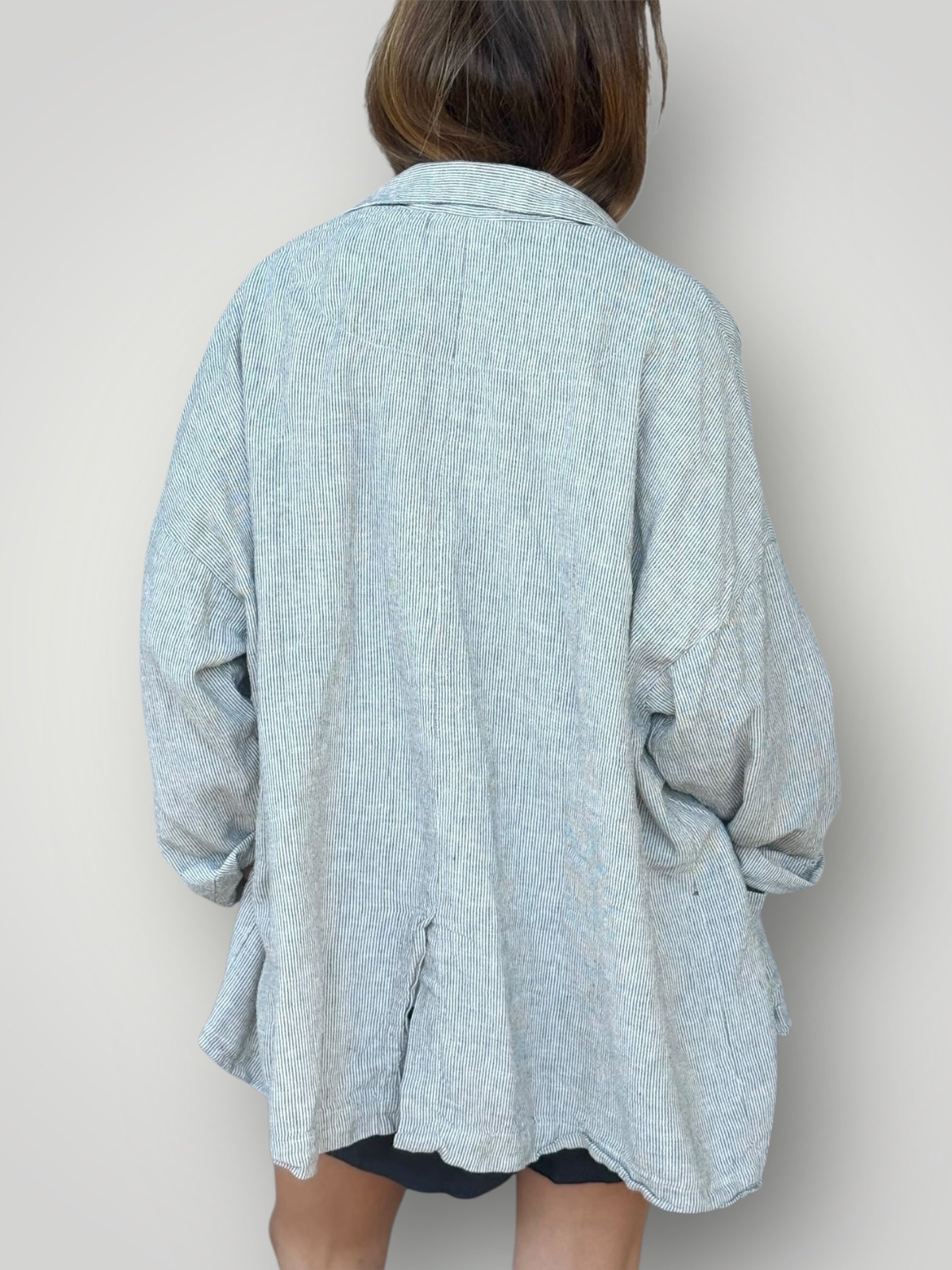 albert blazer - fine grey stripe linen Shirts