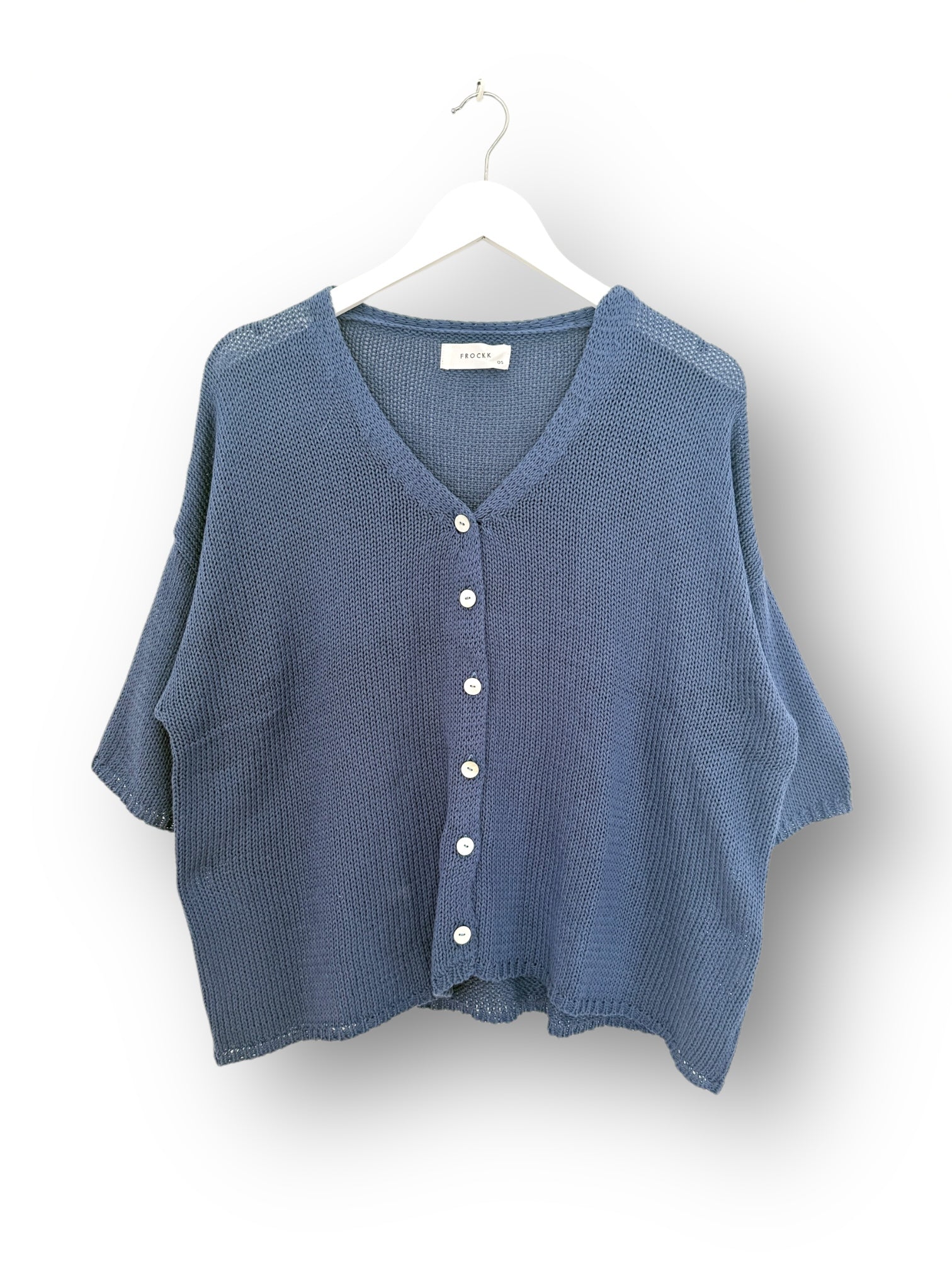 alex cardi-denim cotton knit Apparel