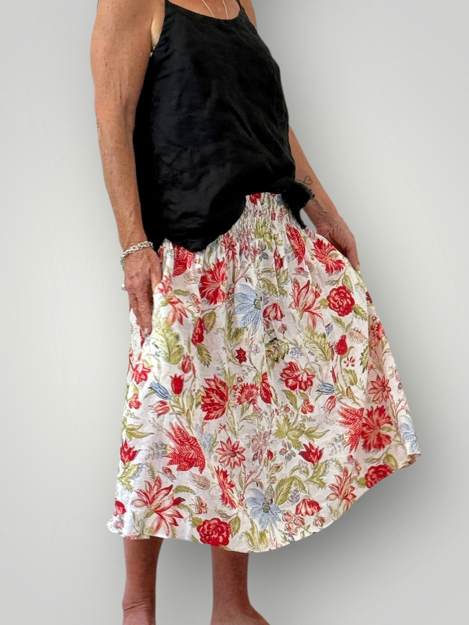 lola skirt - summer flower linen Apparel