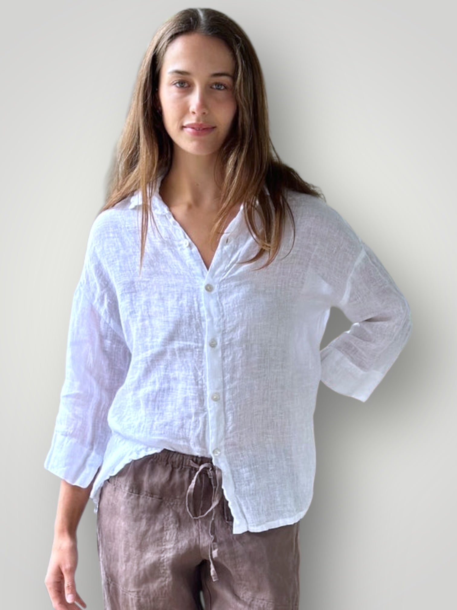deanna shirt - white linen gauze Apparel
