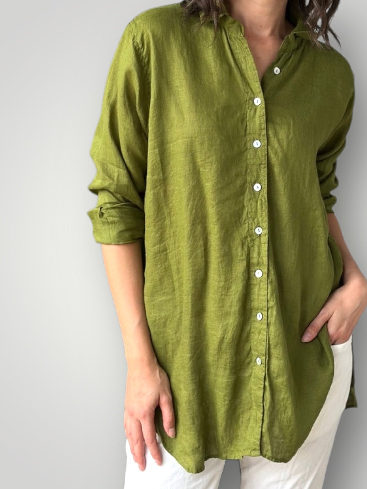 skyla shirt - olive linen Apparel