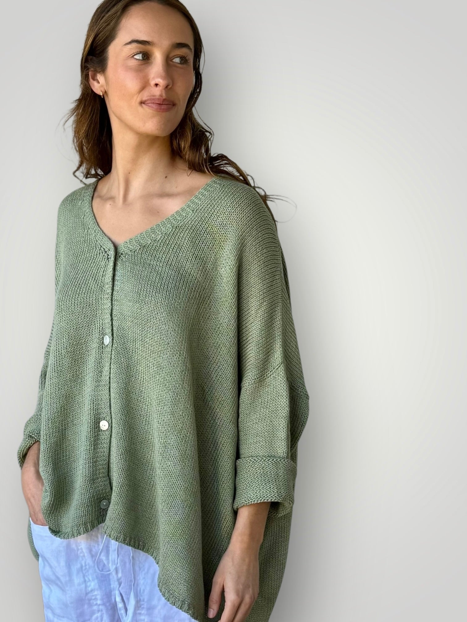 stella cardi- mint cotton knit Apparel