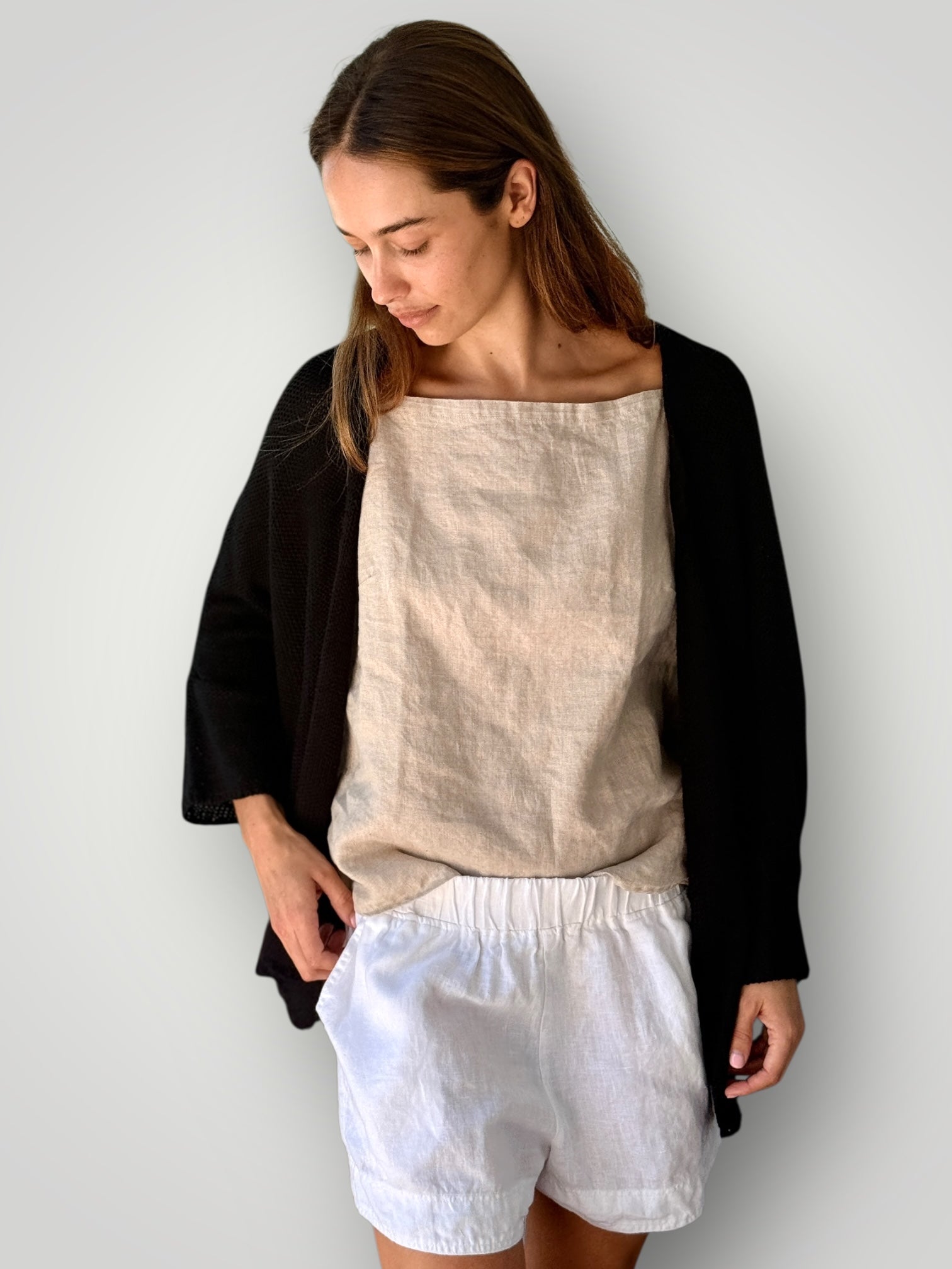 Cotton kimono knit-black