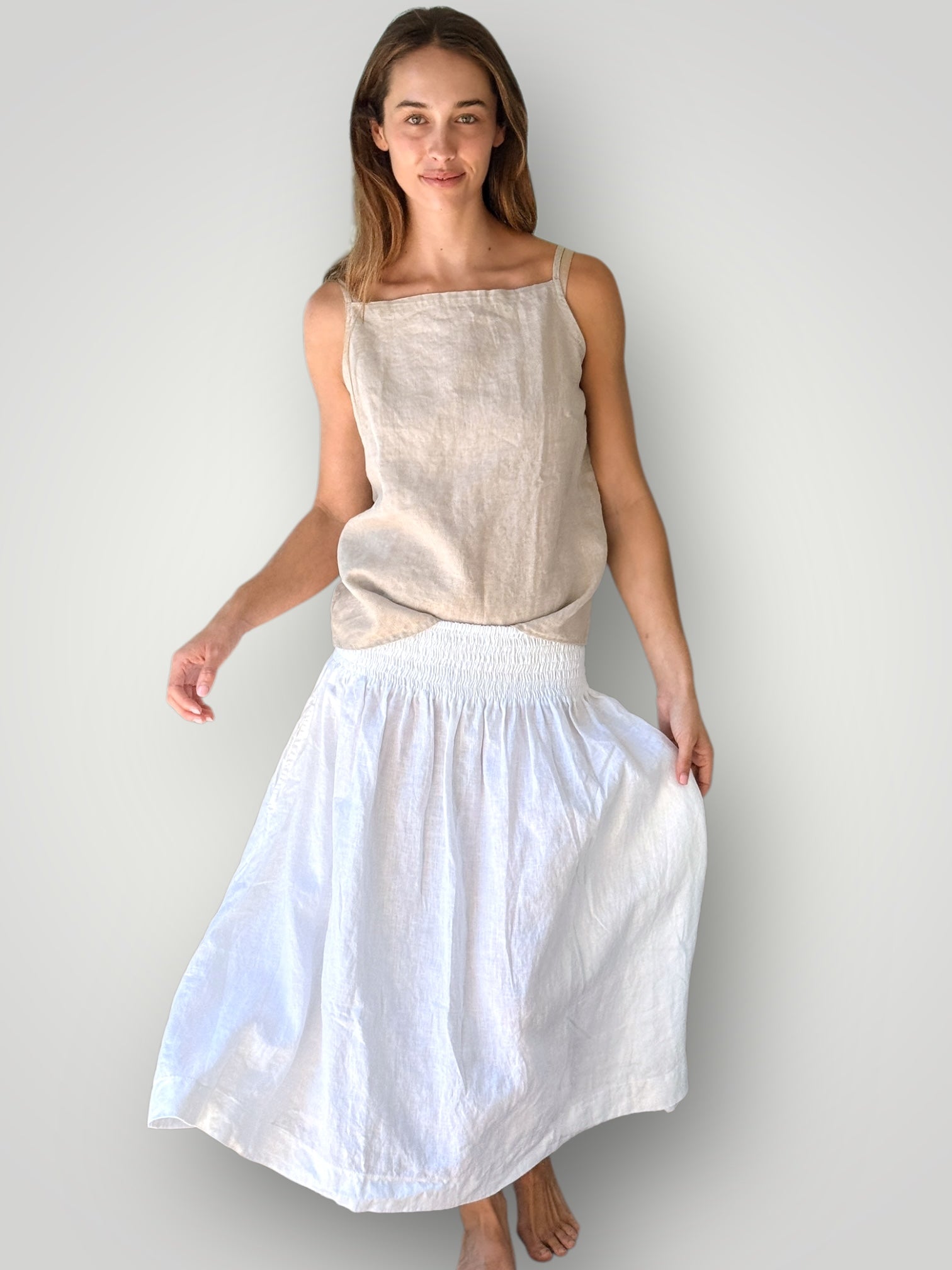 milly tank - natural linen Apparel
