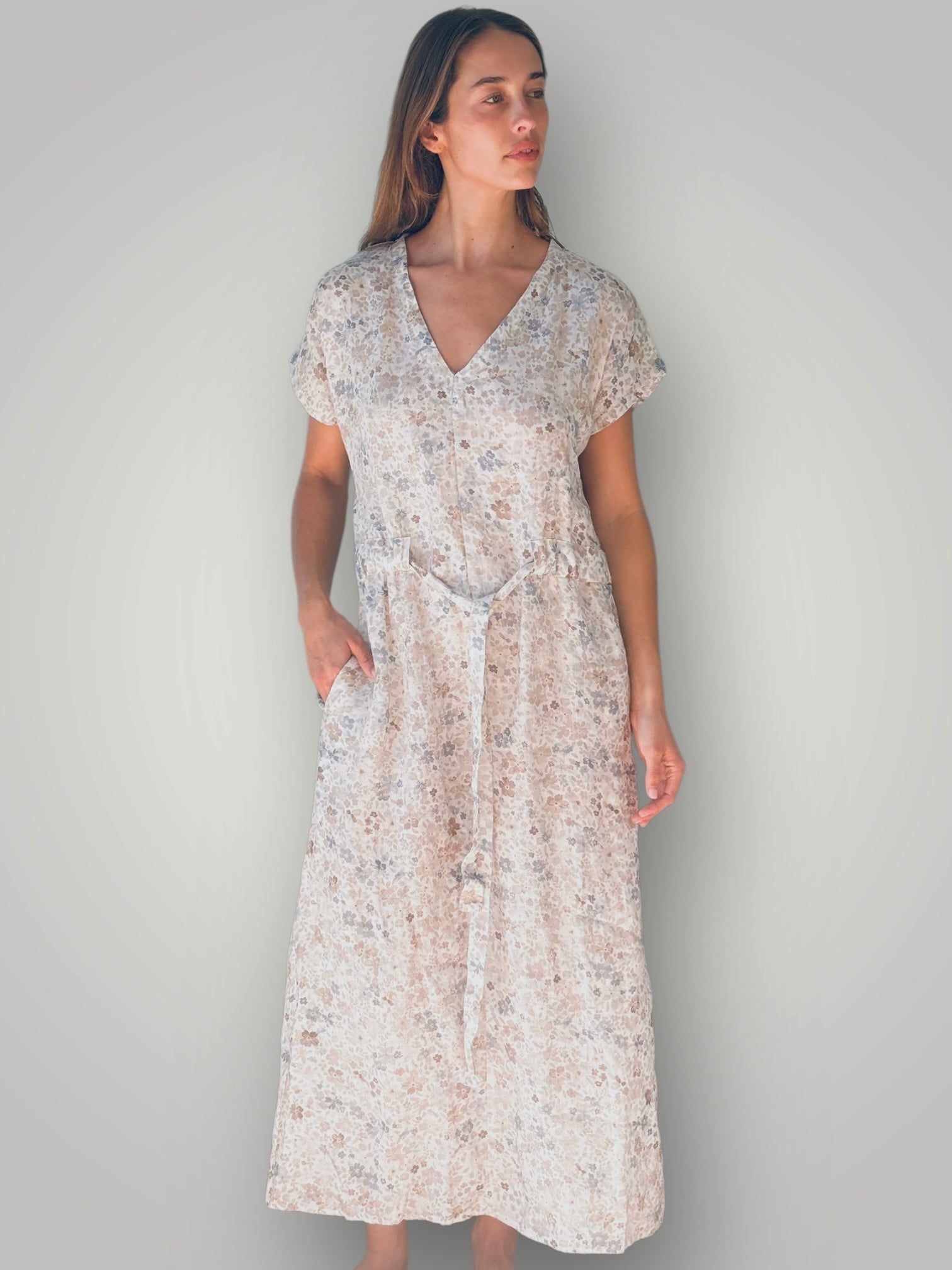 harper dress - flower patch linen Apparel