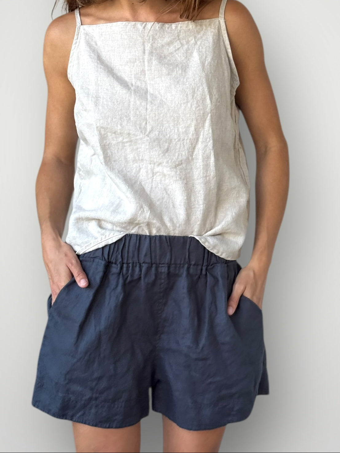 abbey short - charcoal linen Apparel