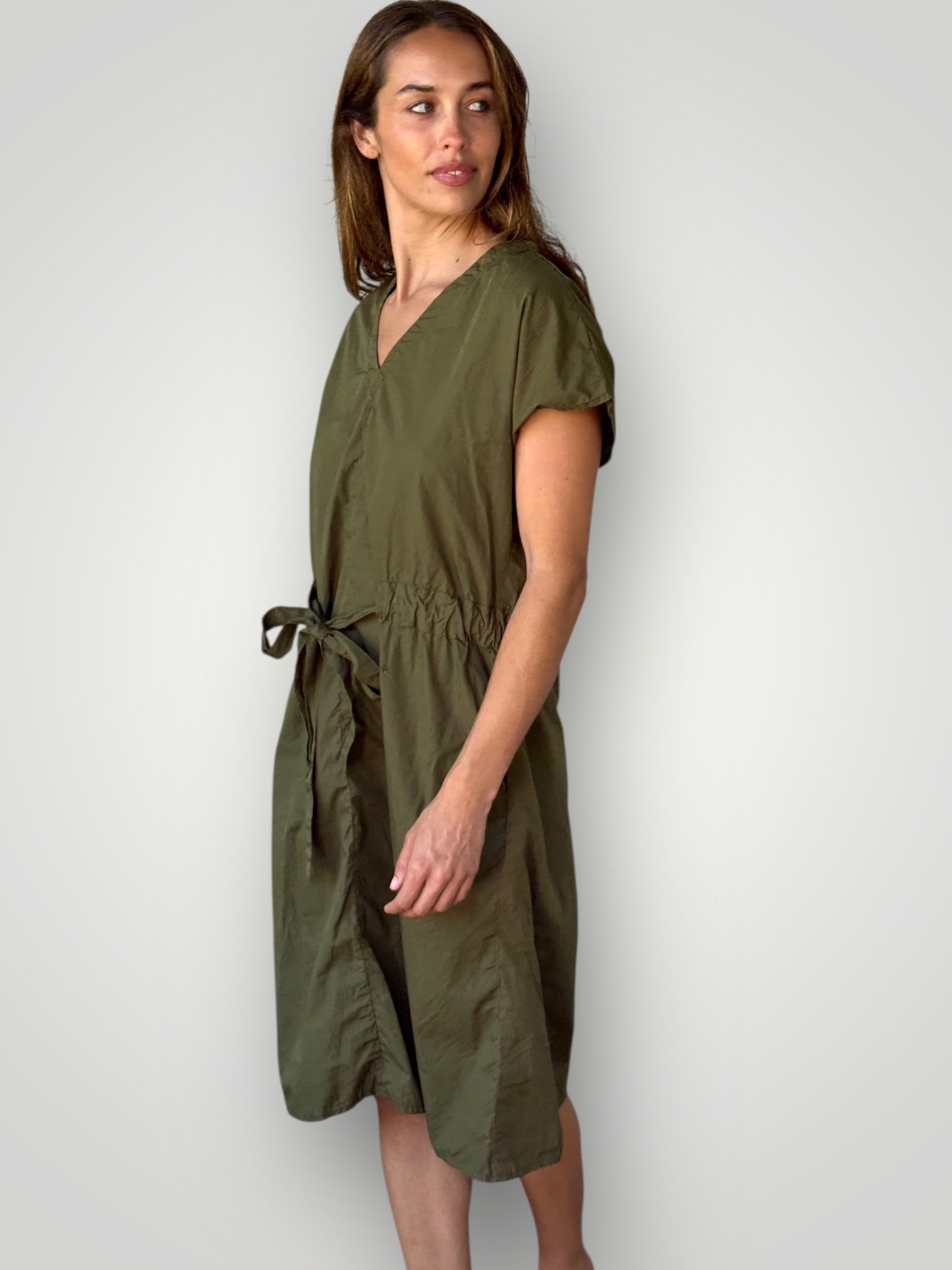 harper dress mid length -army cotton Apparel