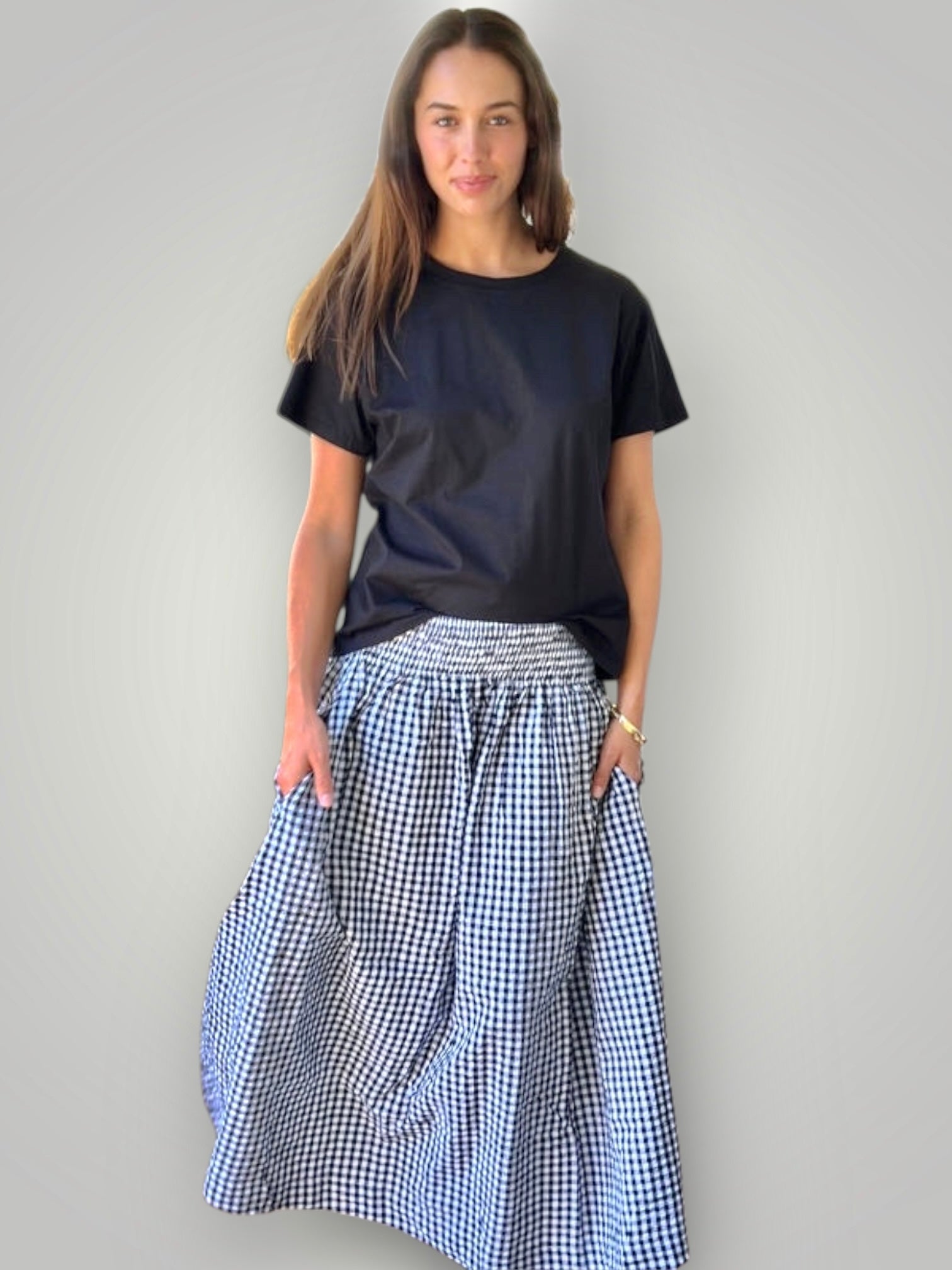 lulu skirt - black/white gingham Apparel