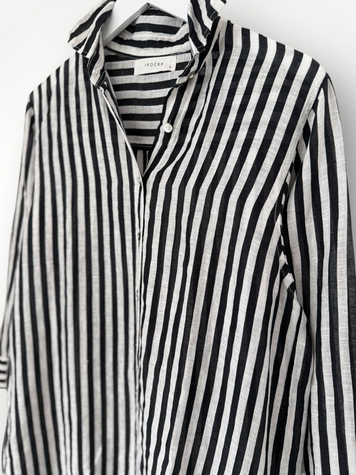 elena shirtdress - charcoal stripe linen Apparel