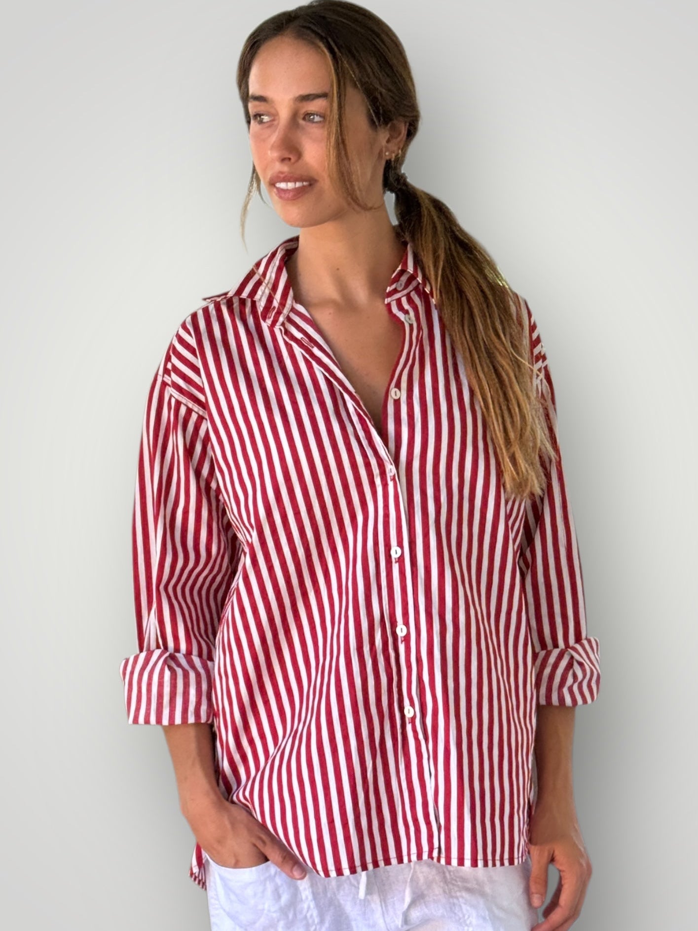 jordan shirt-red stripe cotton