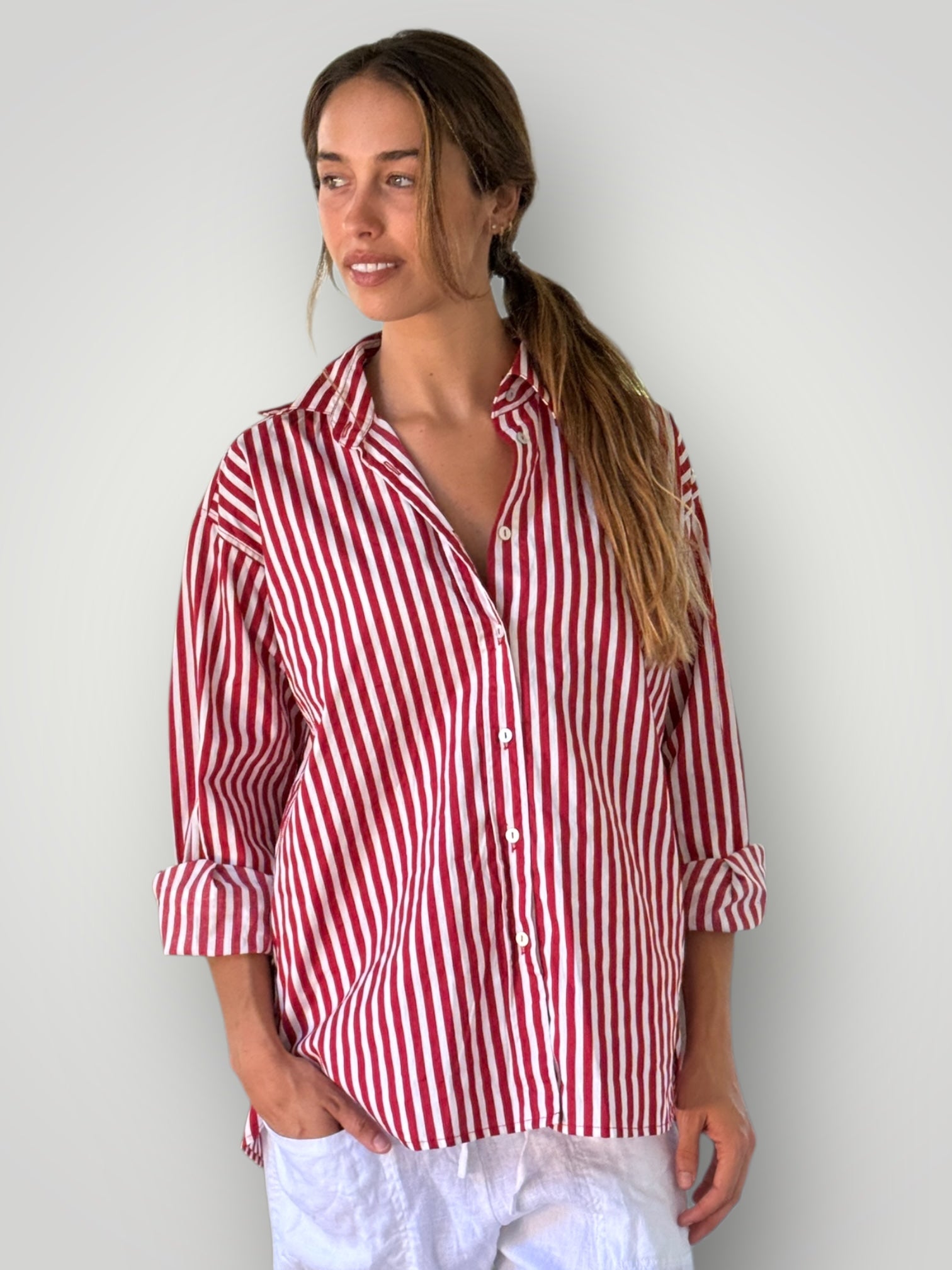 jordan shirt-red stripe cotton