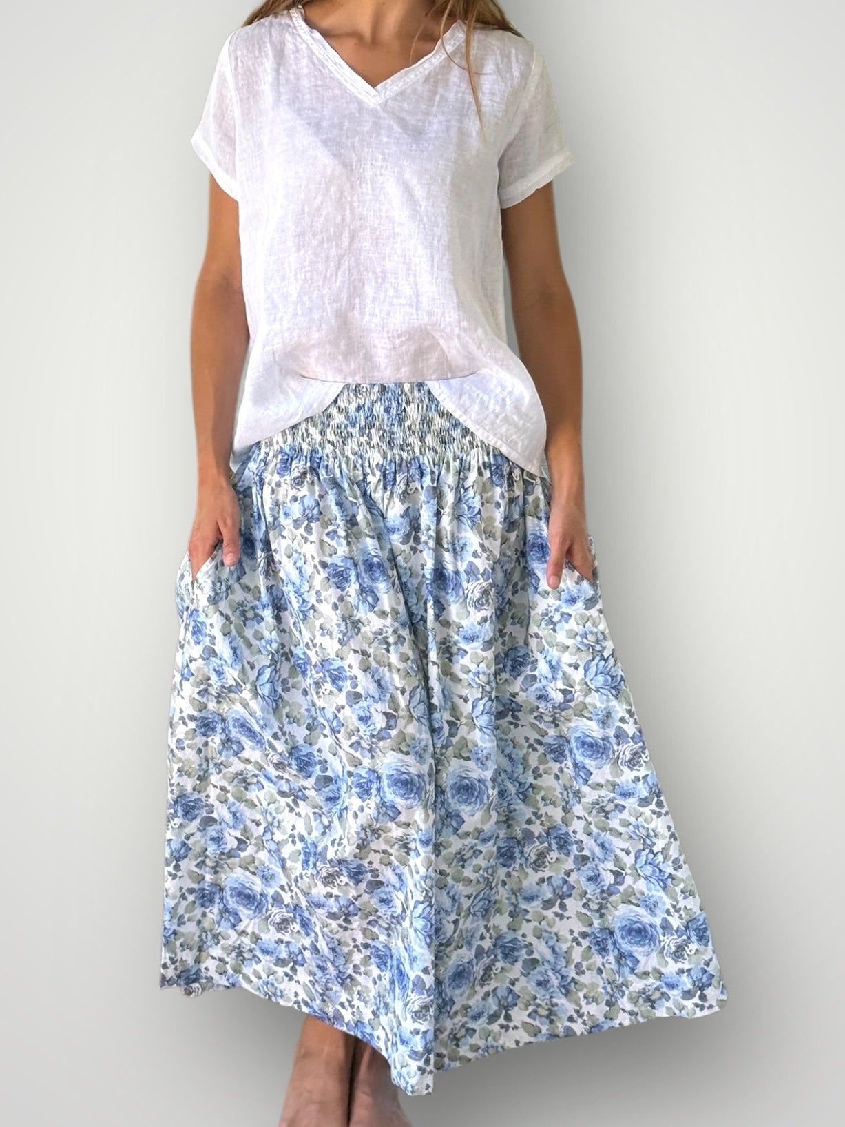 lulu skirt - blue flowers cotton Apparel
