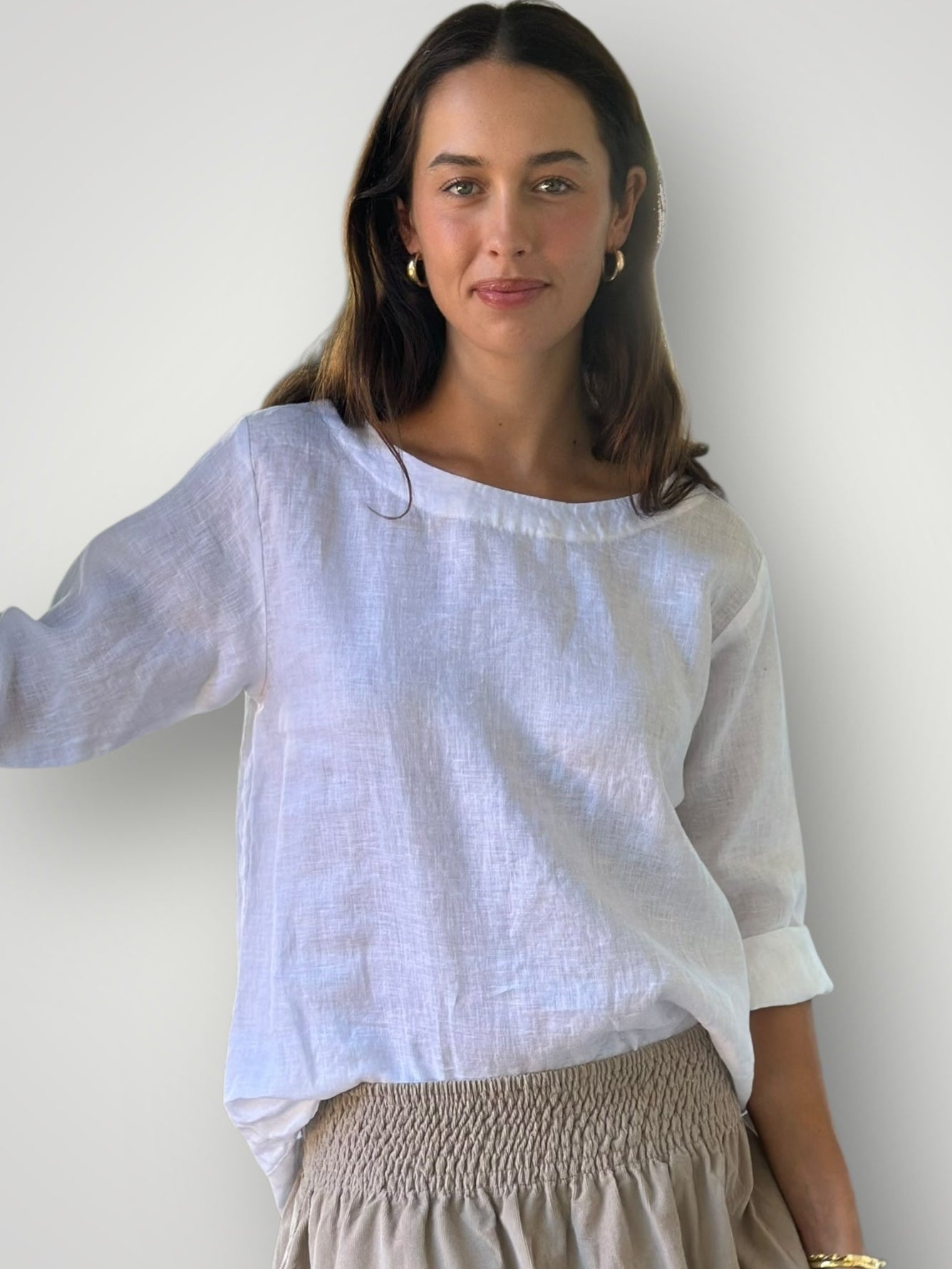 april top-white linen Apparel