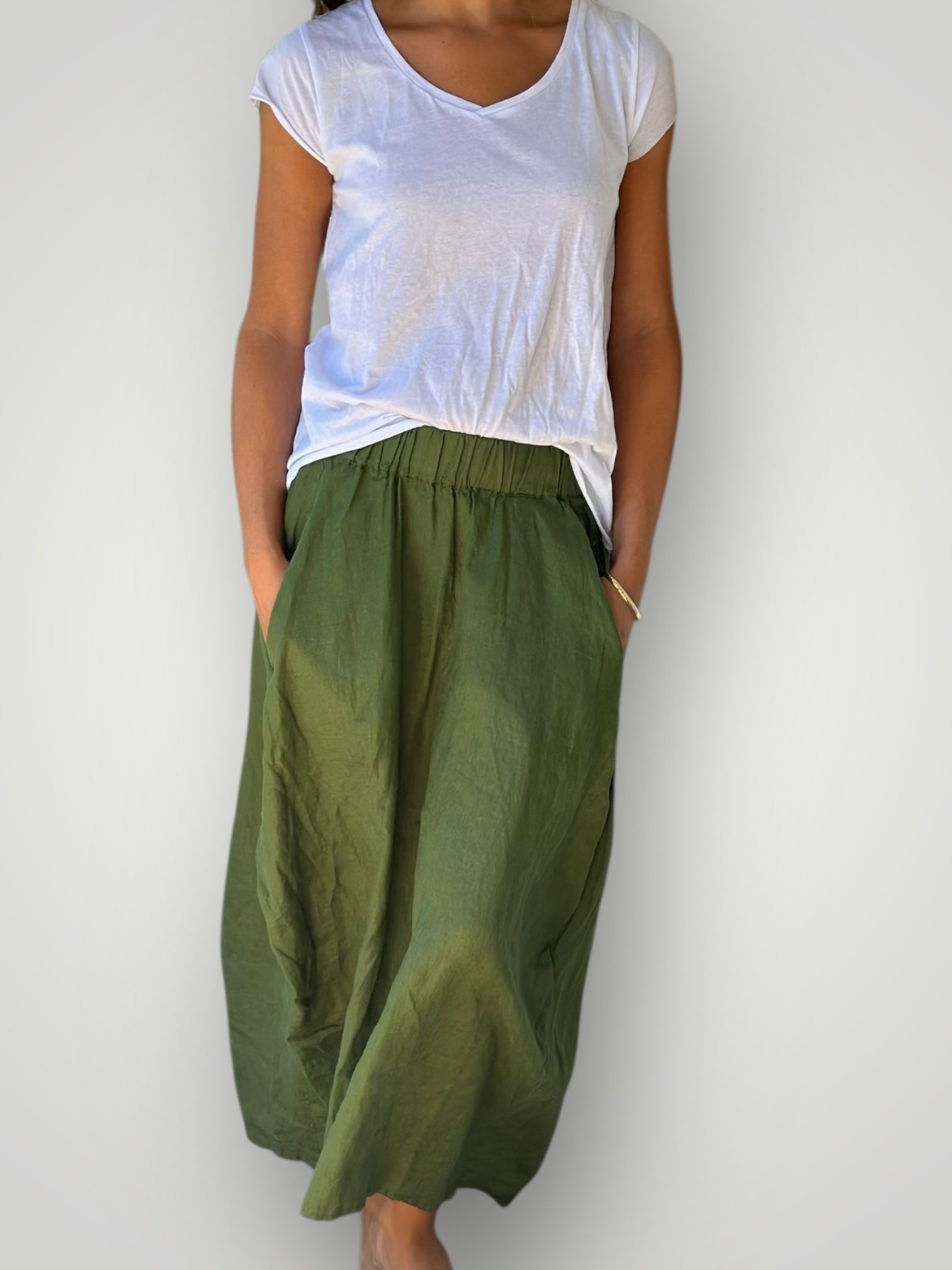 lana skirt - moss linen Apparel