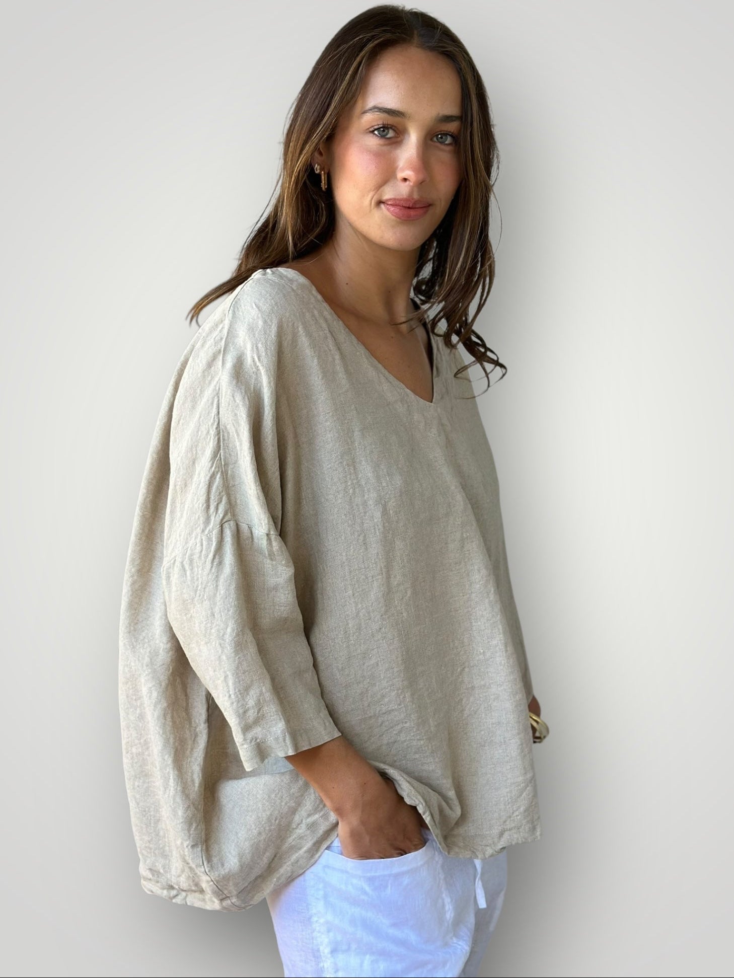 lydia top - natural linen Apparel
