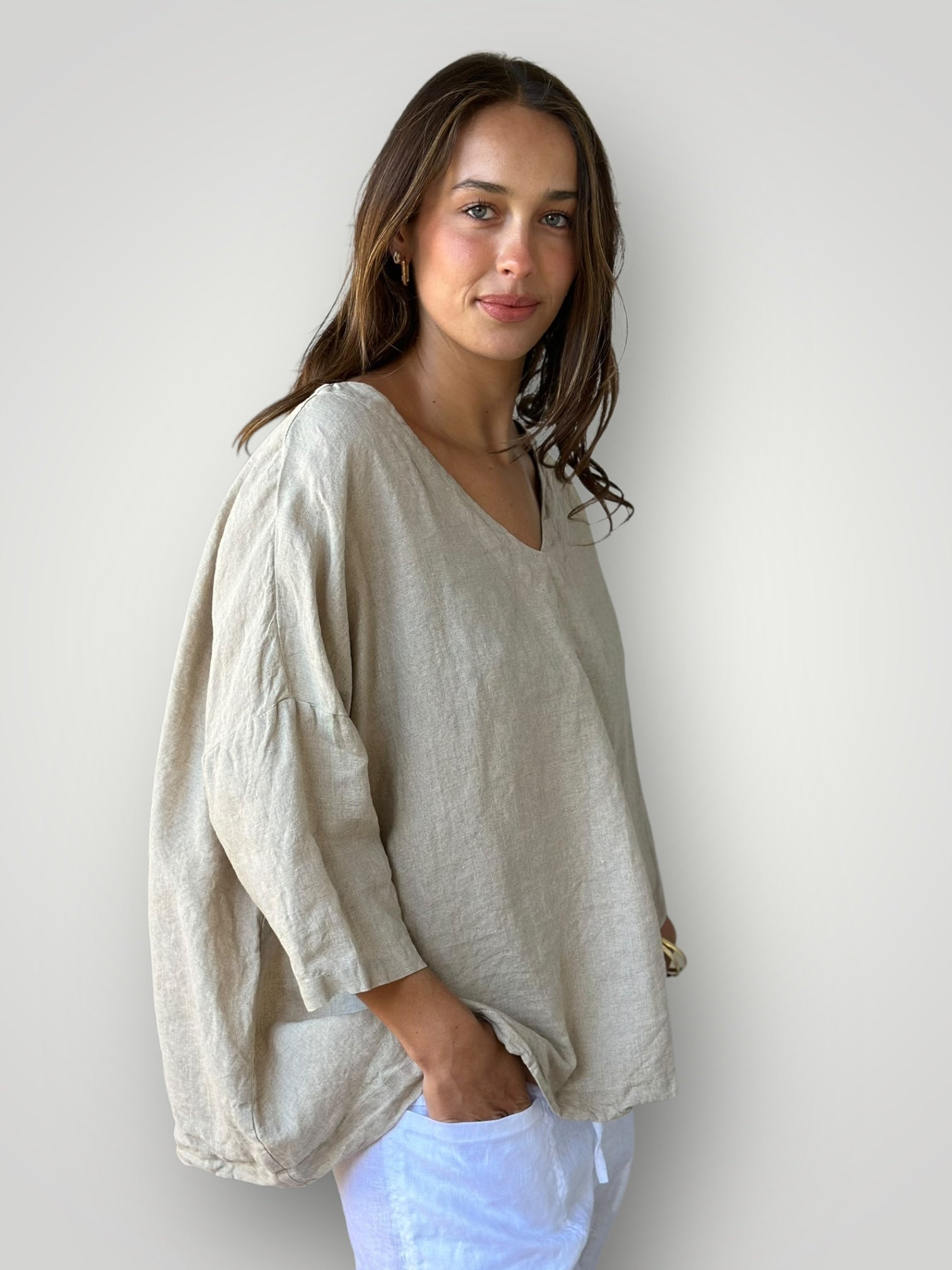 lydia top - natural linen Apparel