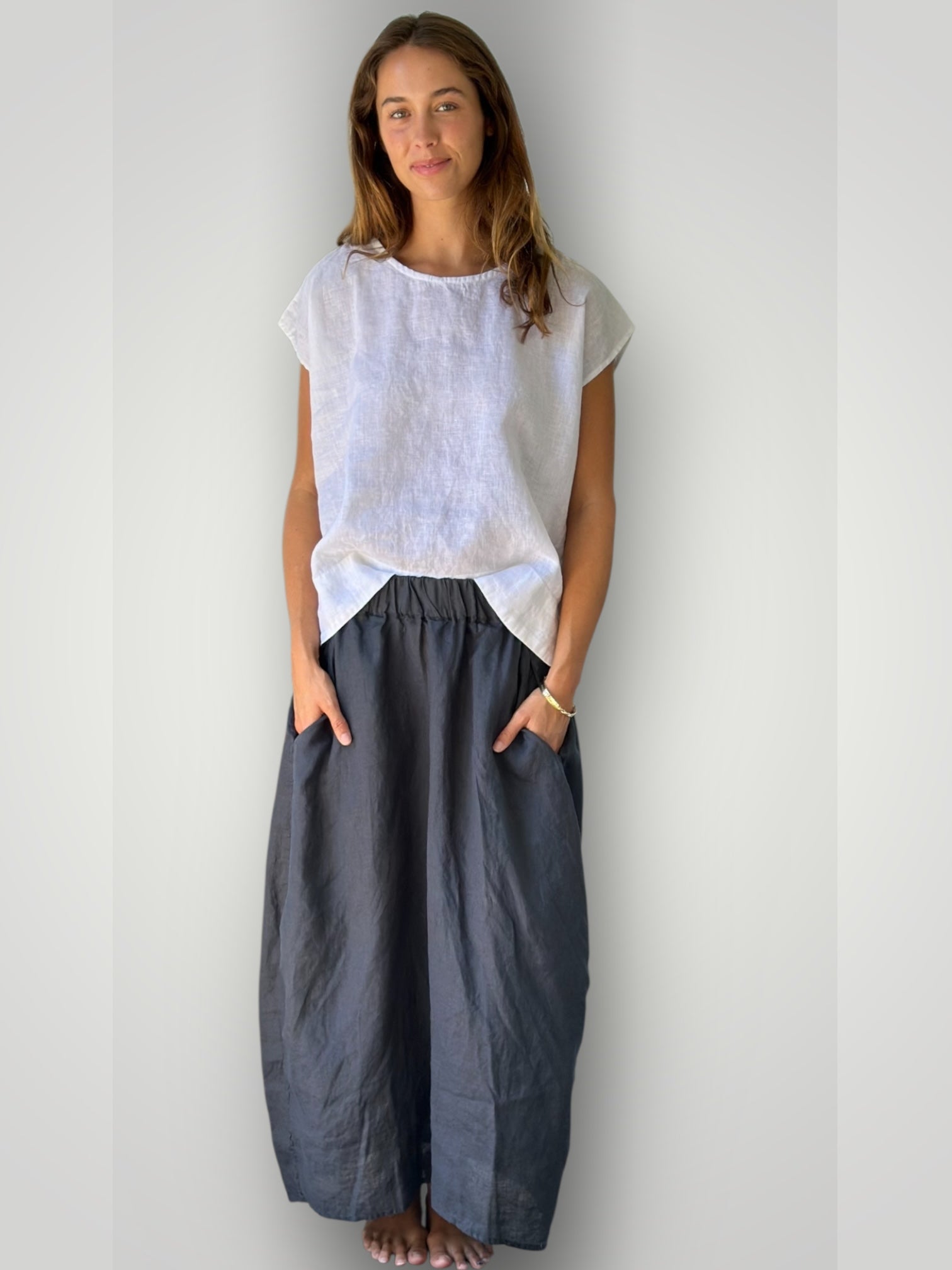 lana skirt - charcoal linen Apparel