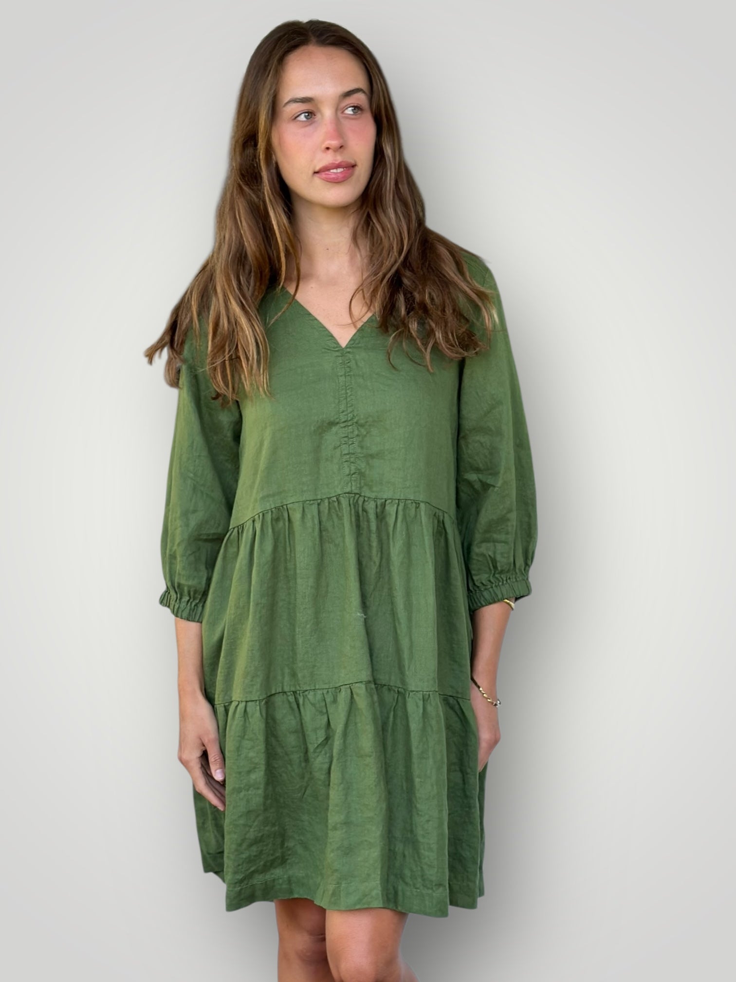 payton dress - moss linen