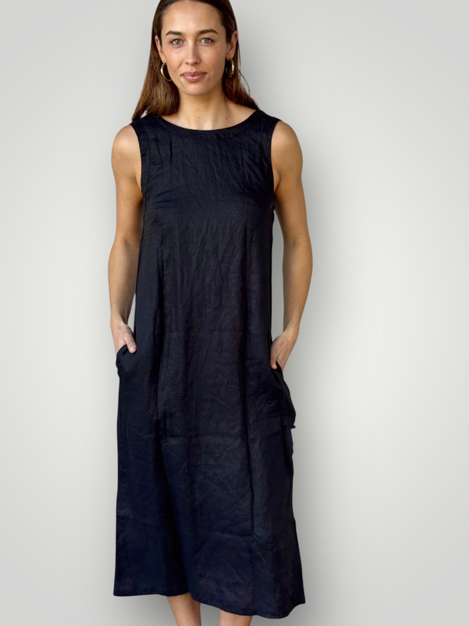 alisa dress - black linen dress