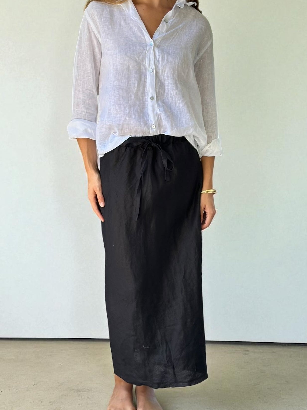 anthea skirt - black linen Apparel