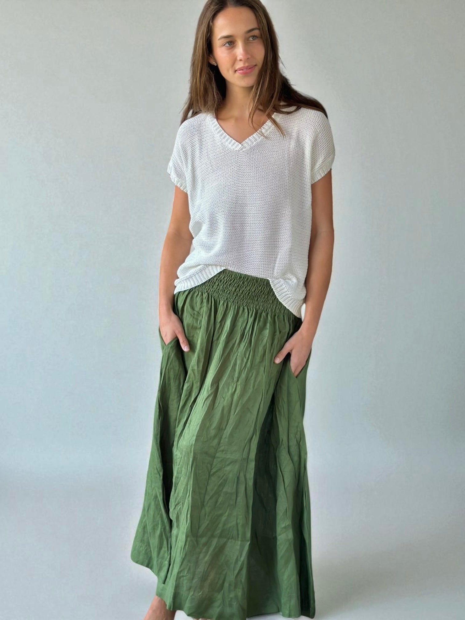 lulu skirt - moss linen Apparel