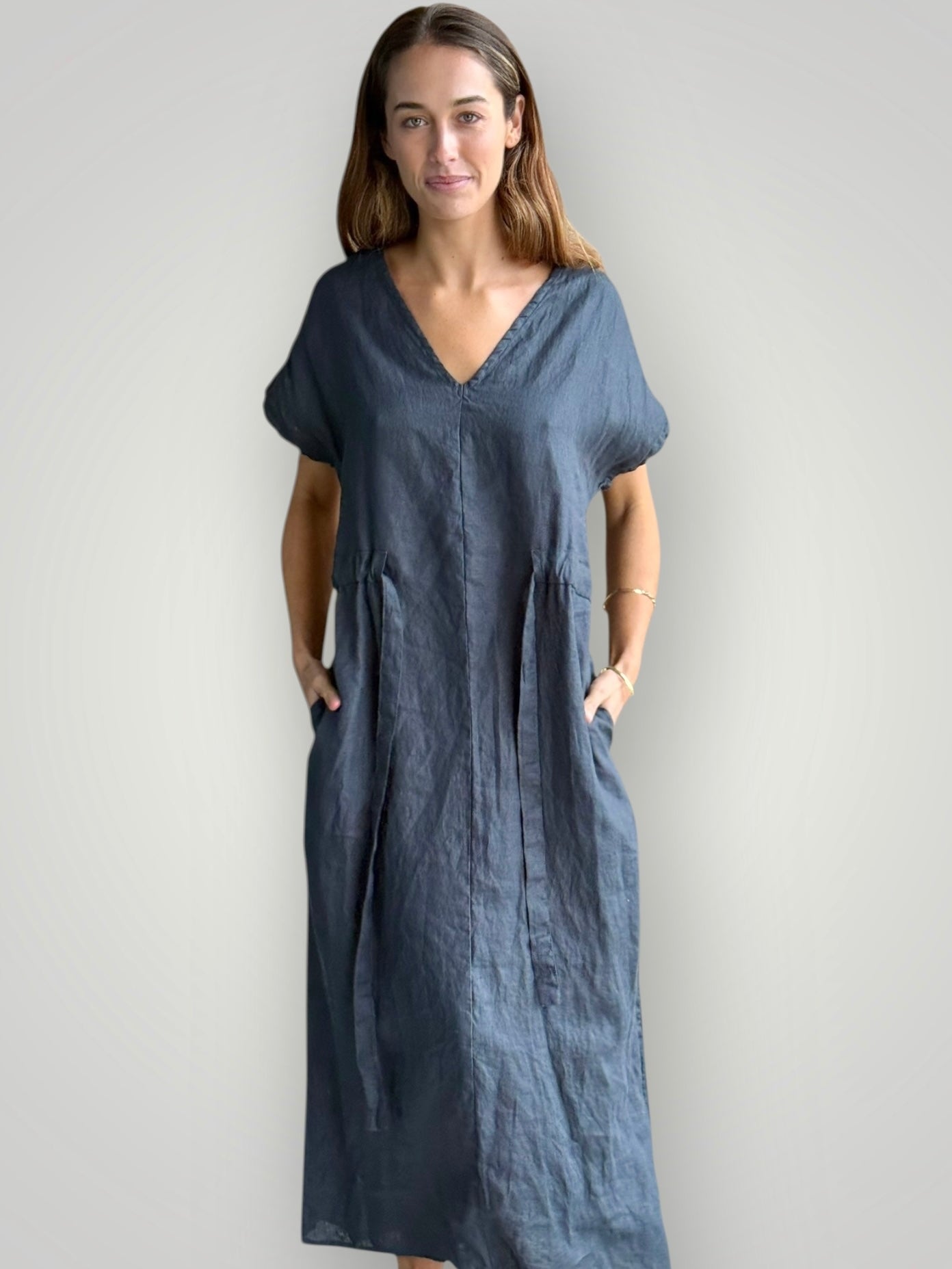 harper dress - charcoal linen frockk harper dress - charcoal linen frockk