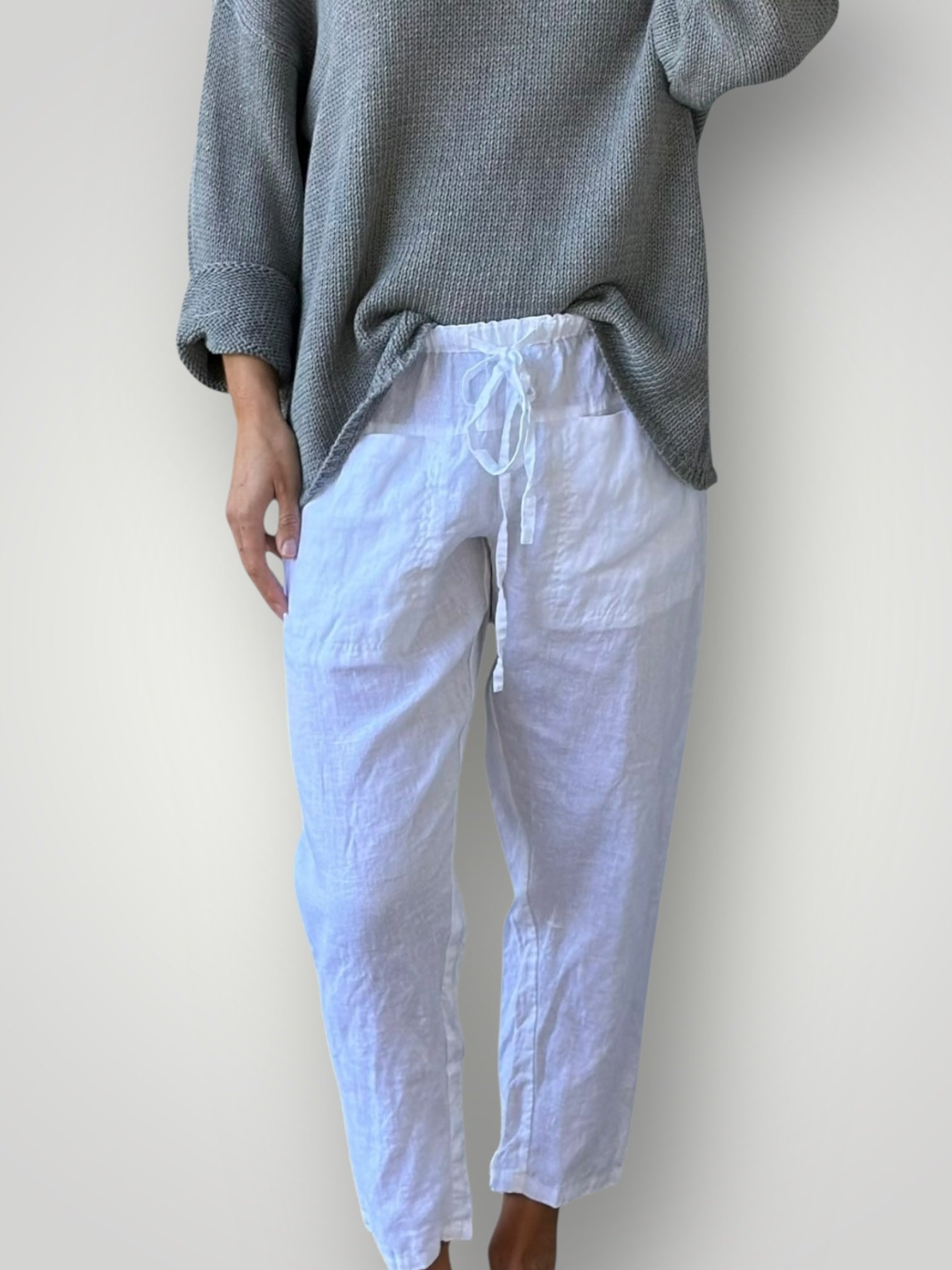 jessie pant-white linen Apparel