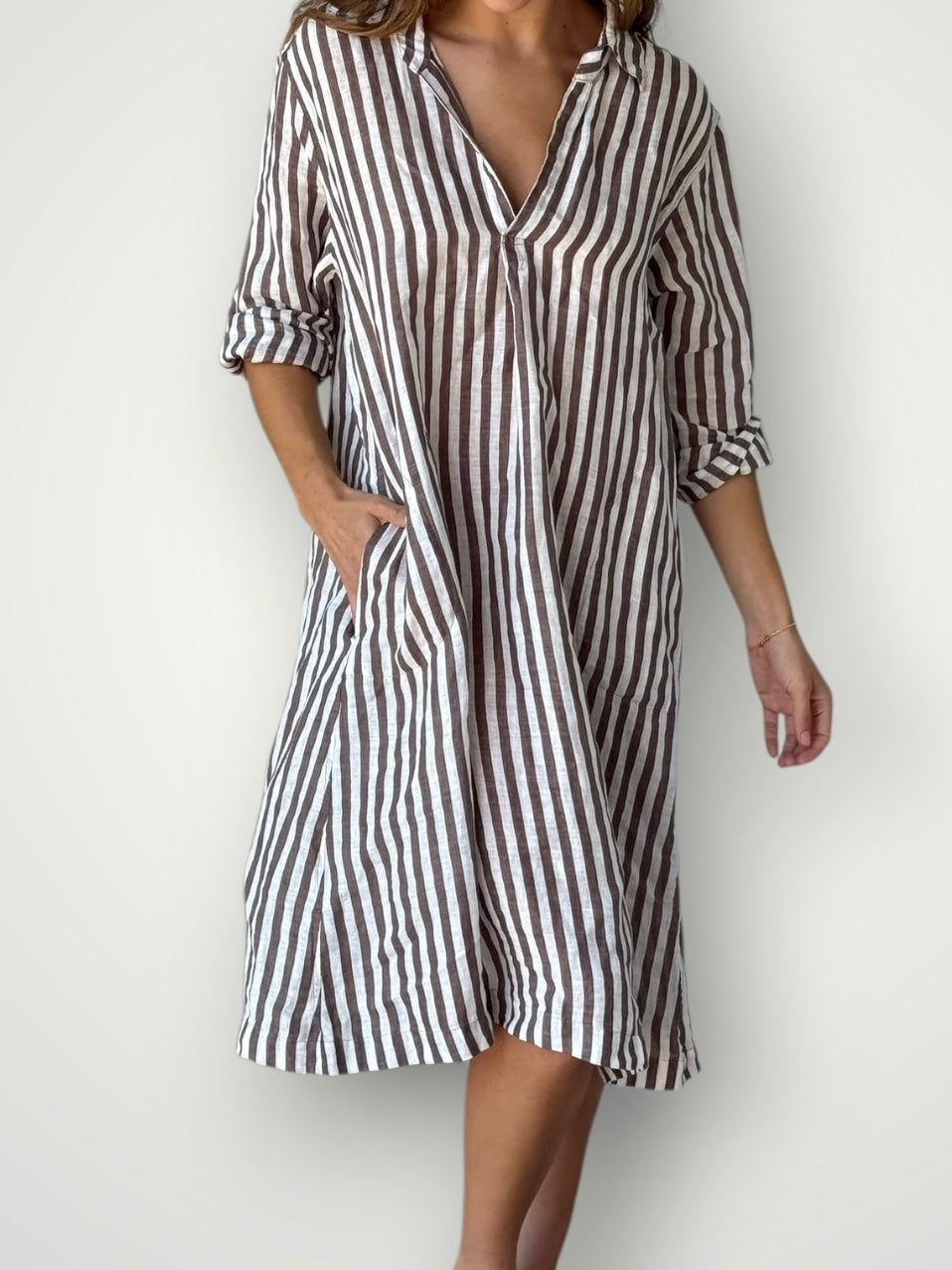 bianca dress -soil stripe linen Apparel