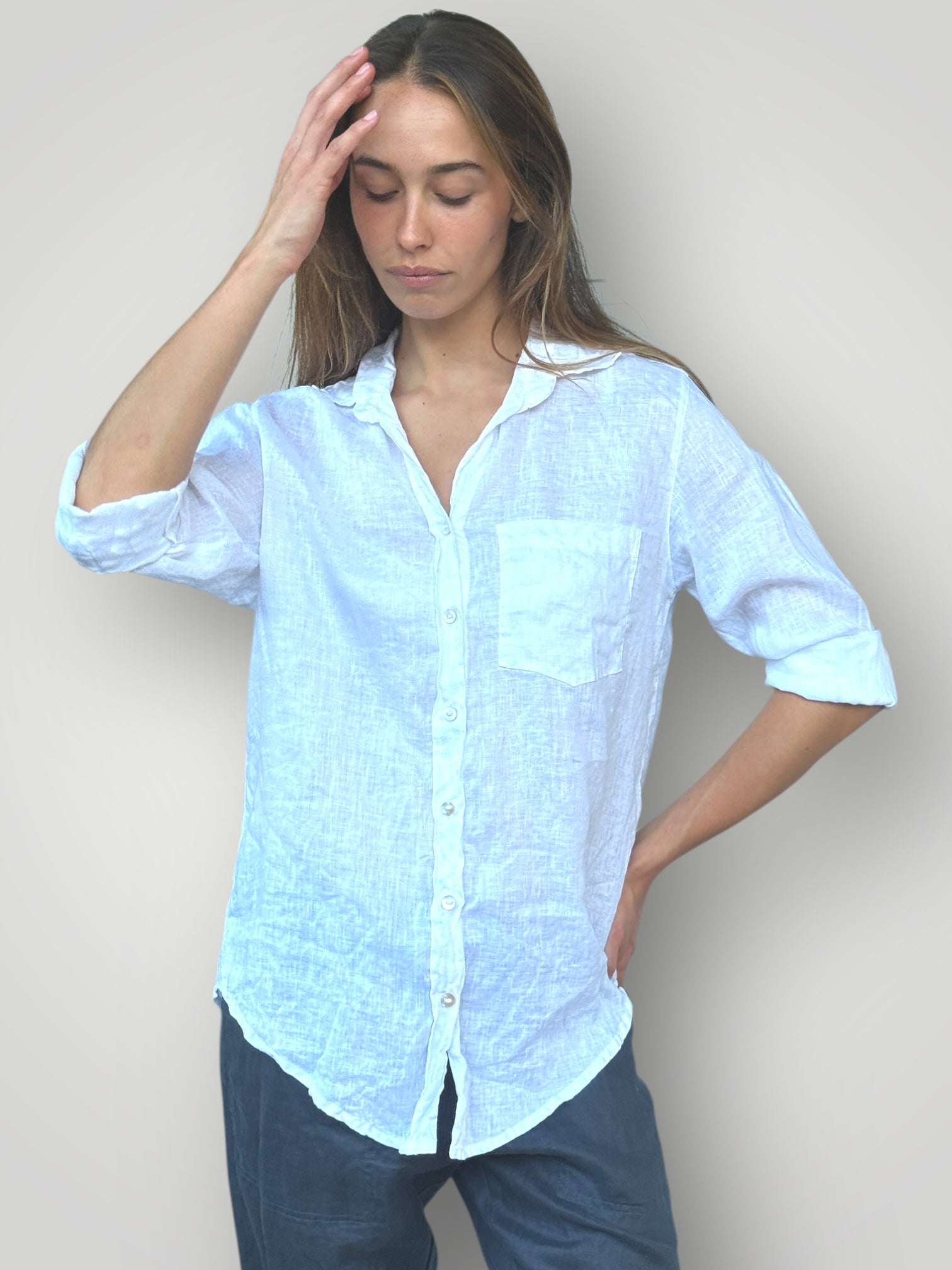 erika shirt - white linen Apparel