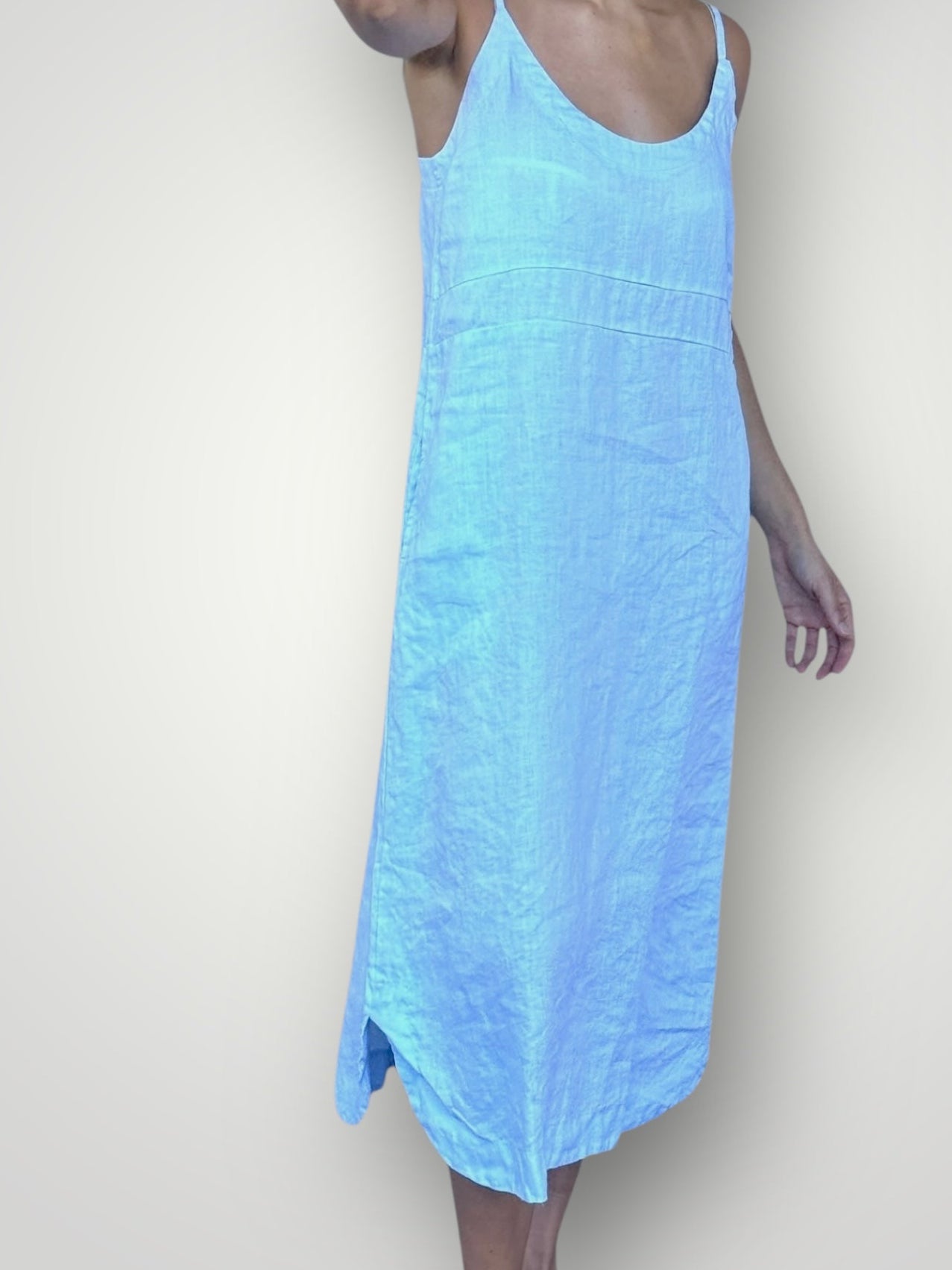 mabel dress-soft blue linen