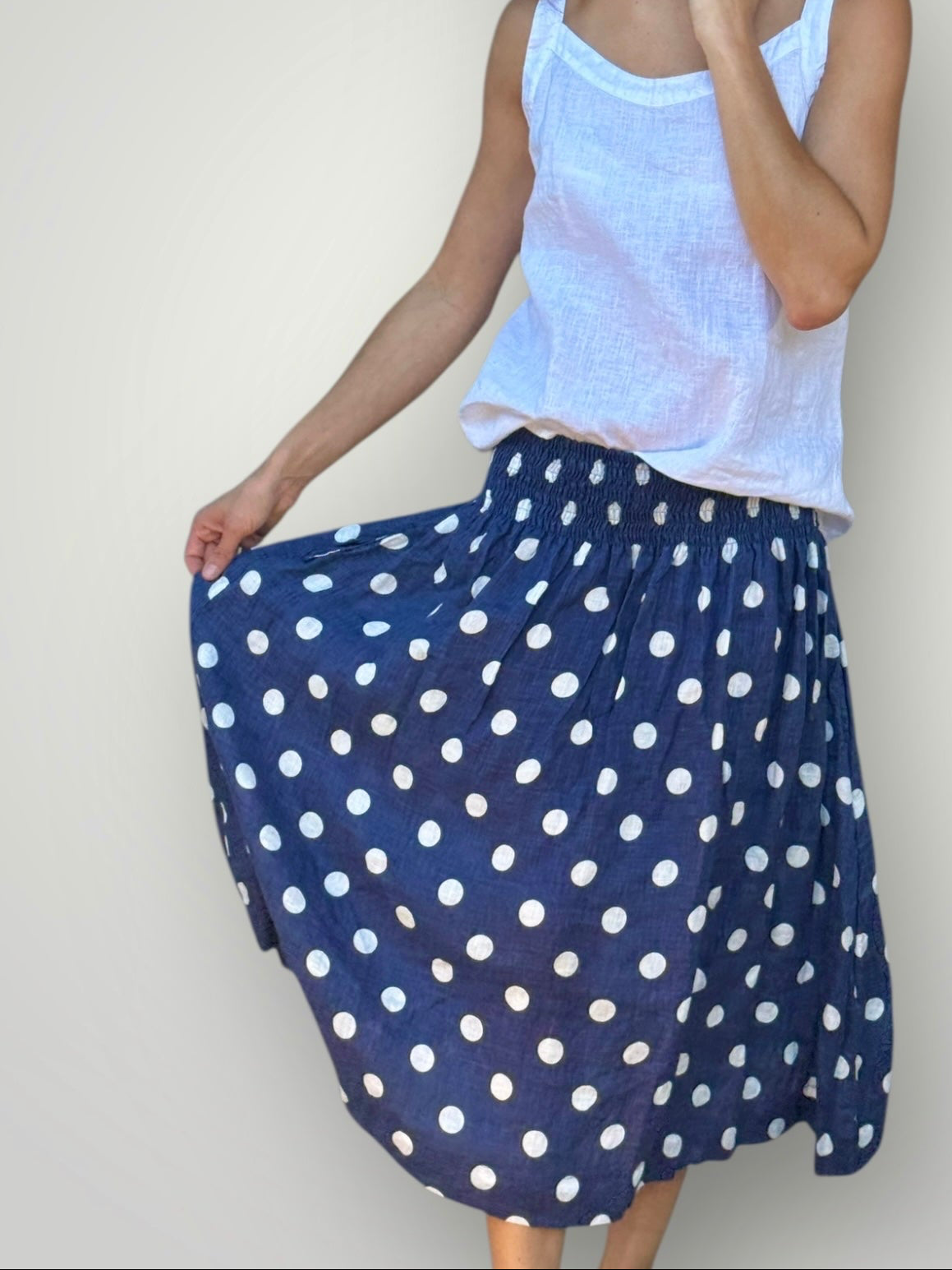 lola skirt - blue dusk spot linen Apparel